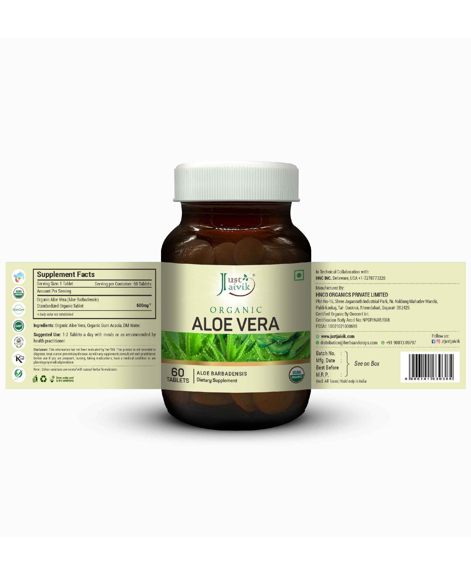 Just Jaivik Organic Aloe Vera Tablets – Natural Supplement for Skin, Digestion & Wellness - Health N Wellness Shop