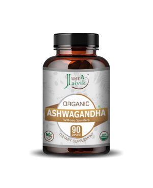 Just Jaivik Organic Ashwagandha Caplets for Stress Relief, Immunity & Wellness - Health N Wellness Shop