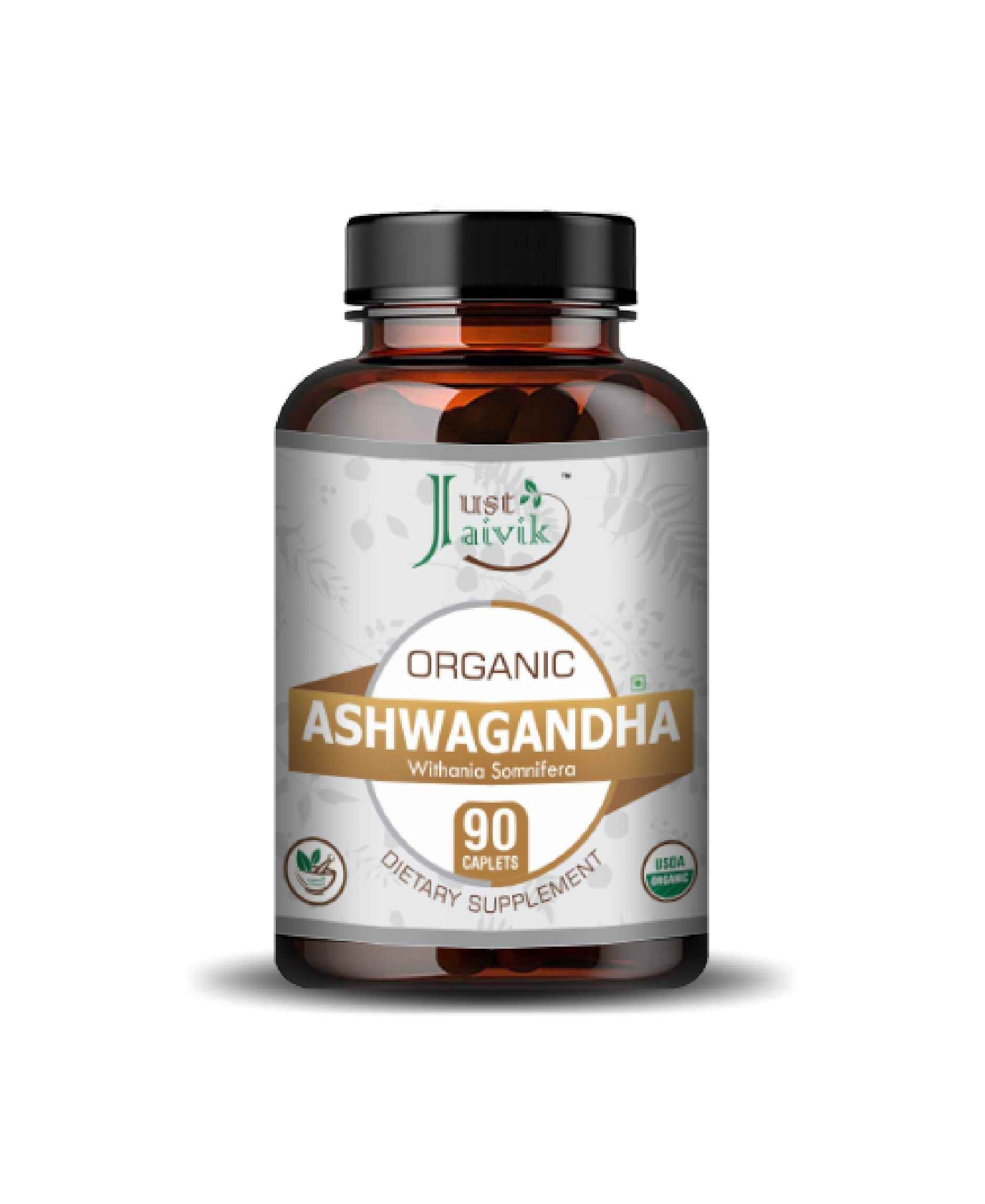 Just Jaivik Organic Ashwagandha Caplets for Stress Relief, Immunity & Wellness - Health N Wellness Shop