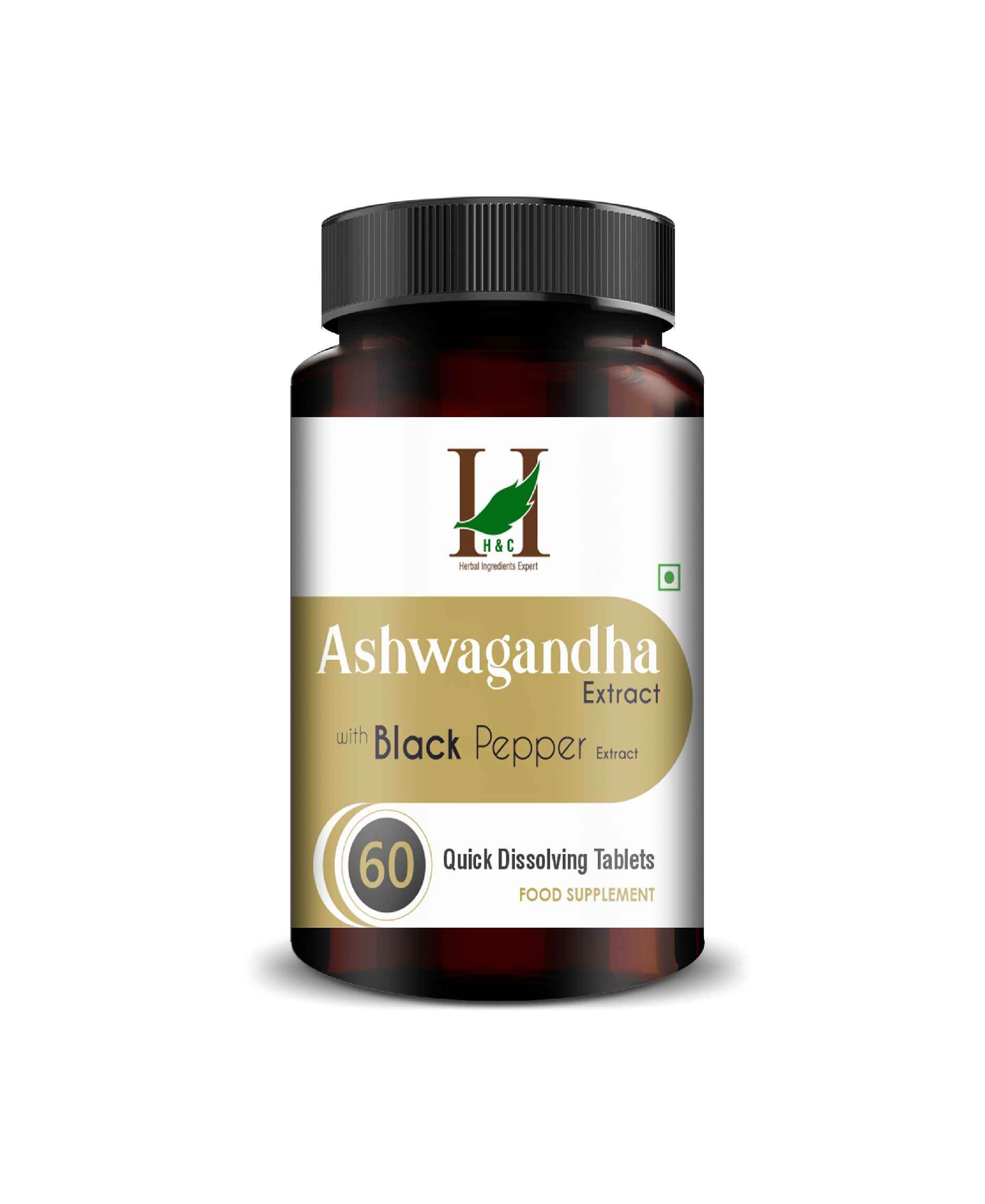 Ashwagandha Extract with Black Pepper Quick Dissolving Tablets - 60 Count | Natural Stress Relief & Energy Booster - Health N Wellness Shop