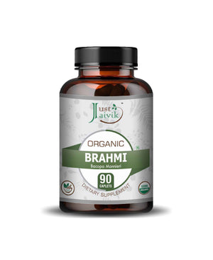 Just Jaivik Organic Brahmi Caplets – Pure Natural Brain Booster for Memory, Focus & Nervous System Health - Health N Wellness Shop