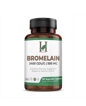 Bromelain Capsules 500mg (2400 GDU) - Natural Digestive Enzyme Supplement for Gut Health & Joint Support | 180 Veg Capsules - Health N Wellness Shop