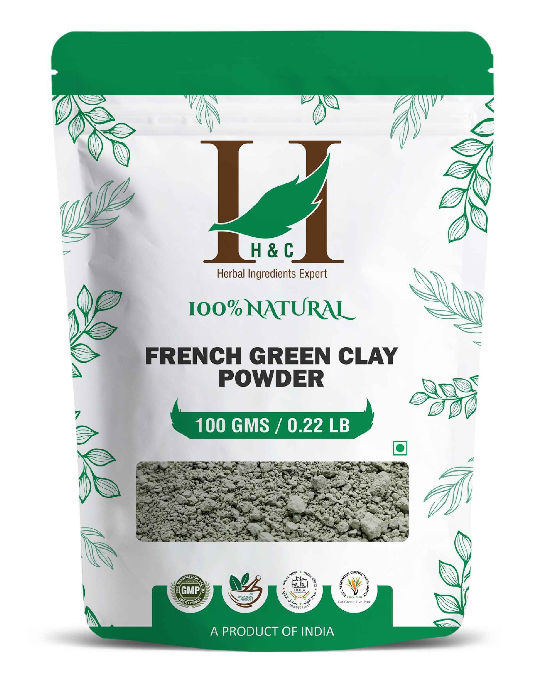 H&C Natural French Green Clay Powder 100gm - Deep Detox & Purify - Health N Wellness Shop