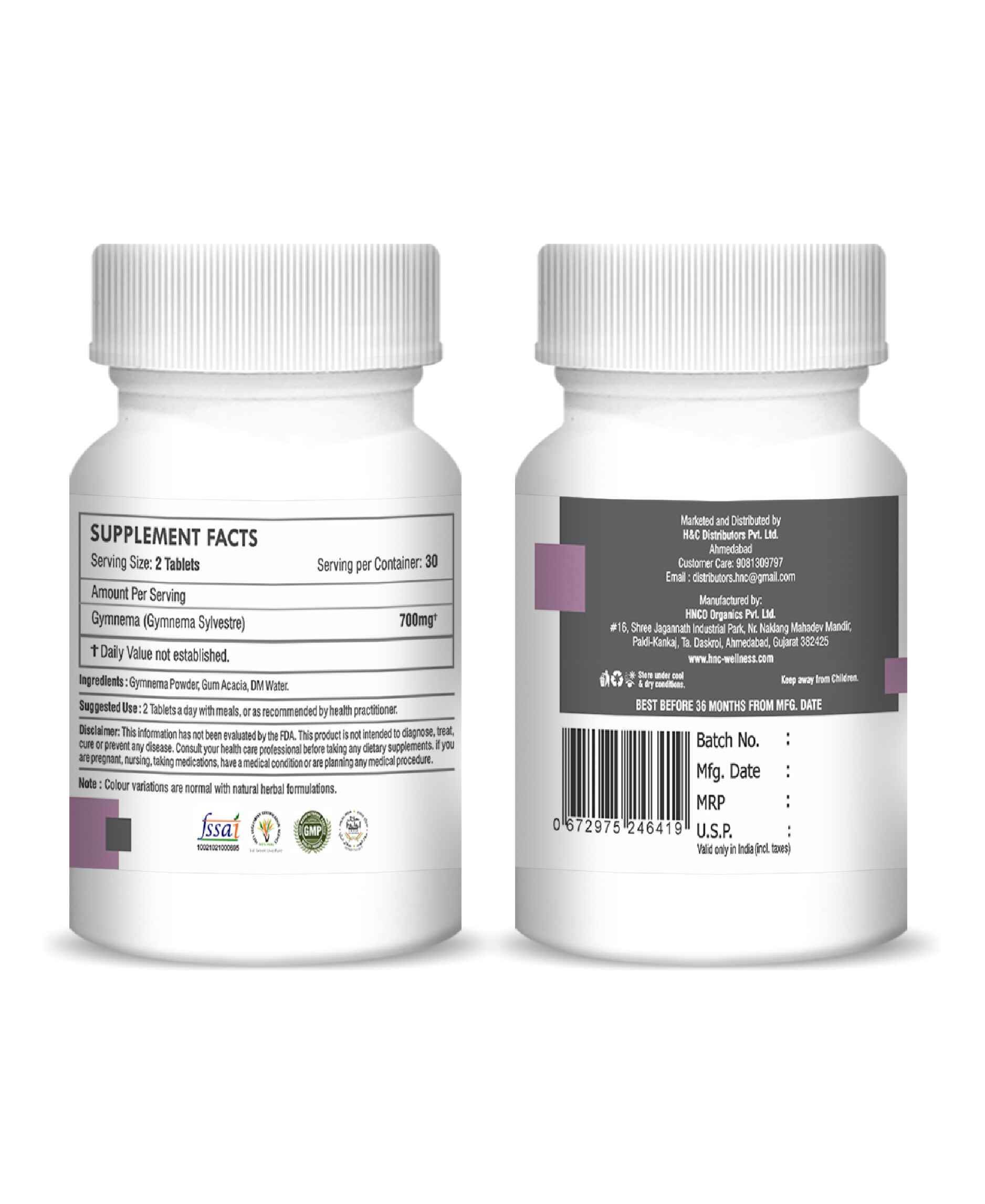 H&C Natural Gymnema Sylvestre Tablets 350mg - Blood Sugar Control & Sugar Craving Support - Health N Wellness Shop