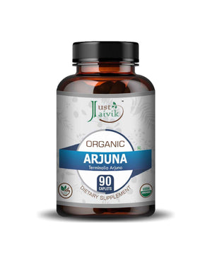 Just Jaivik Organic Arjuna Caplets – 100% Organic Heart Health Supplement for Cholesterol & Blood Pressure Support - Health N Wellness Shop