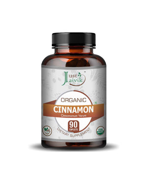 Just Jaivik Organic Cinnamon Caplets - Natural Blood Sugar Support & Antioxidant - Rich Dietary Supplement - Health N Wellness Shop