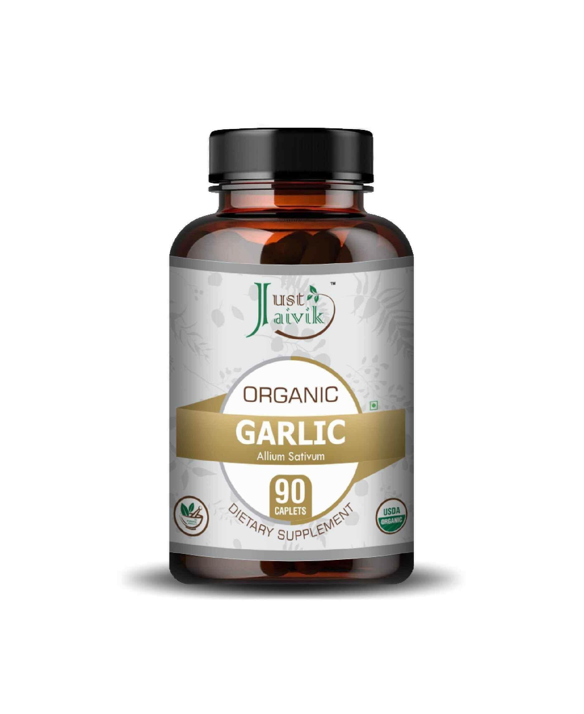 Just Jaivik Organic Garlic Caplets – Natural Heart Health & Immunity Support with 100% Organic Garlic - Health N Wellness Shop