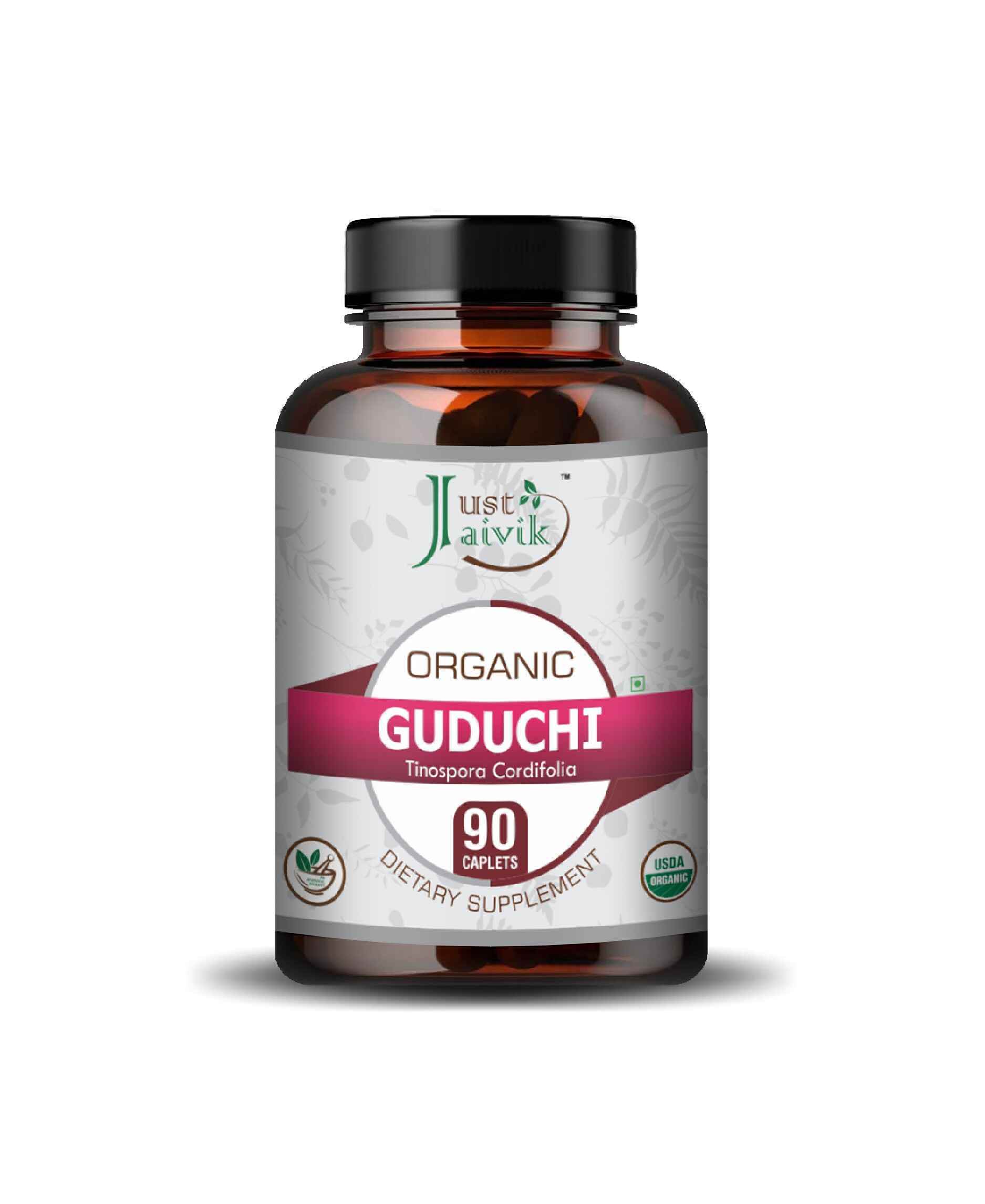 Just Jaivik Organic Guduchi (Giloy) Caplets - Premium Ayurvedic Immunity Booster and Detox Supplement - Health N Wellness Shop
