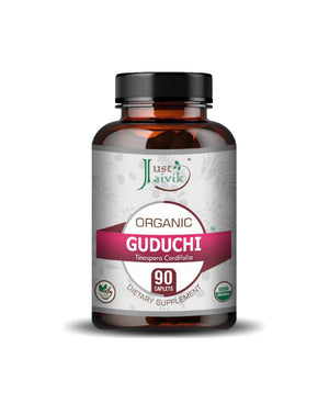 Just Jaivik Organic Guduchi (Giloy) Caplets - Premium Ayurvedic Immunity Booster and Detox Supplement - Health N Wellness Shop
