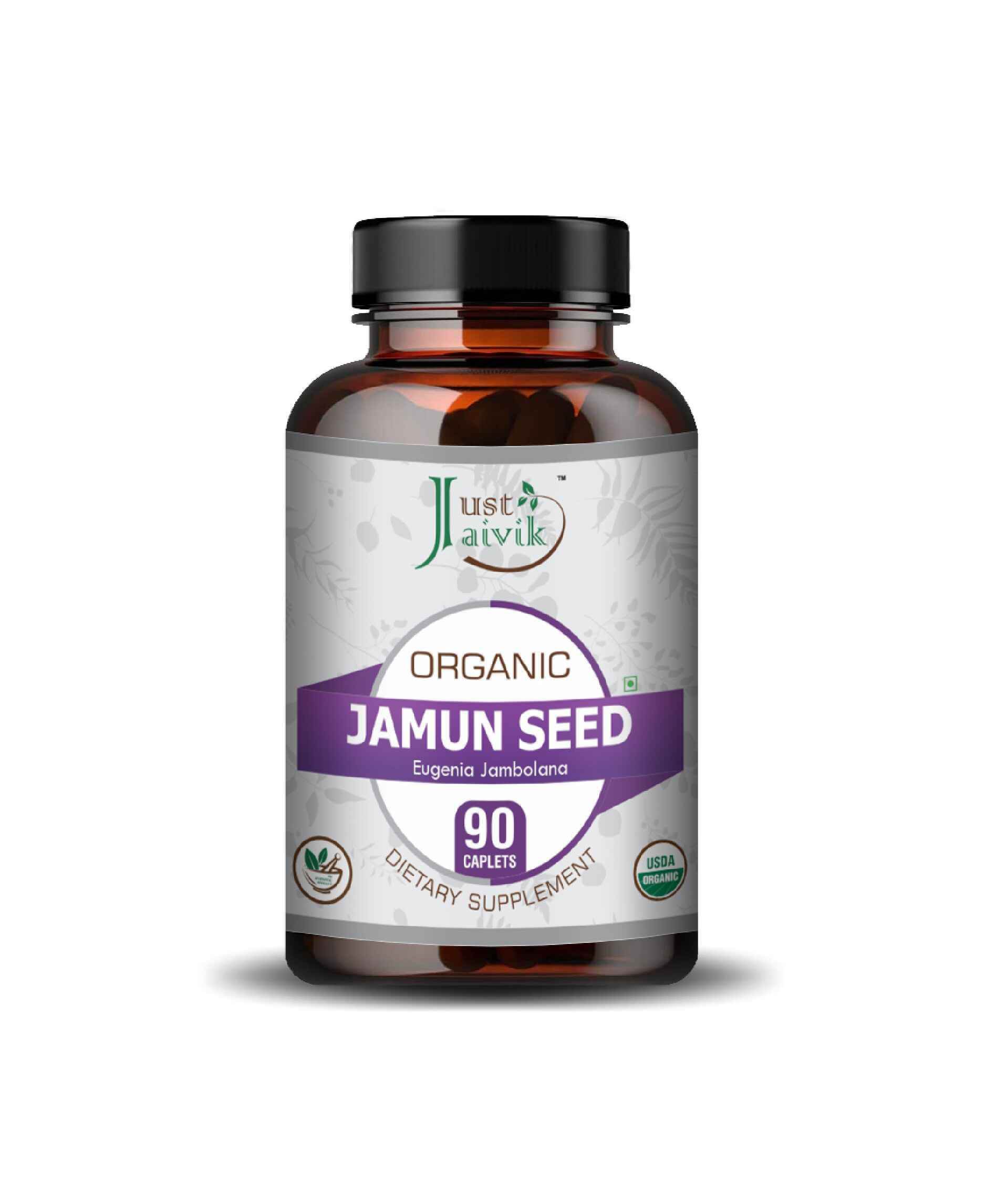 Just Jaivik Organic Jamun Seed Caplets for Blood Sugar Control Herbal Supplement - Health N Wellness Shop