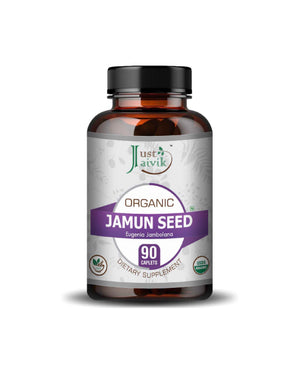 Just Jaivik Organic Jamun Seed Caplets for Blood Sugar Control Herbal Supplement - Health N Wellness Shop