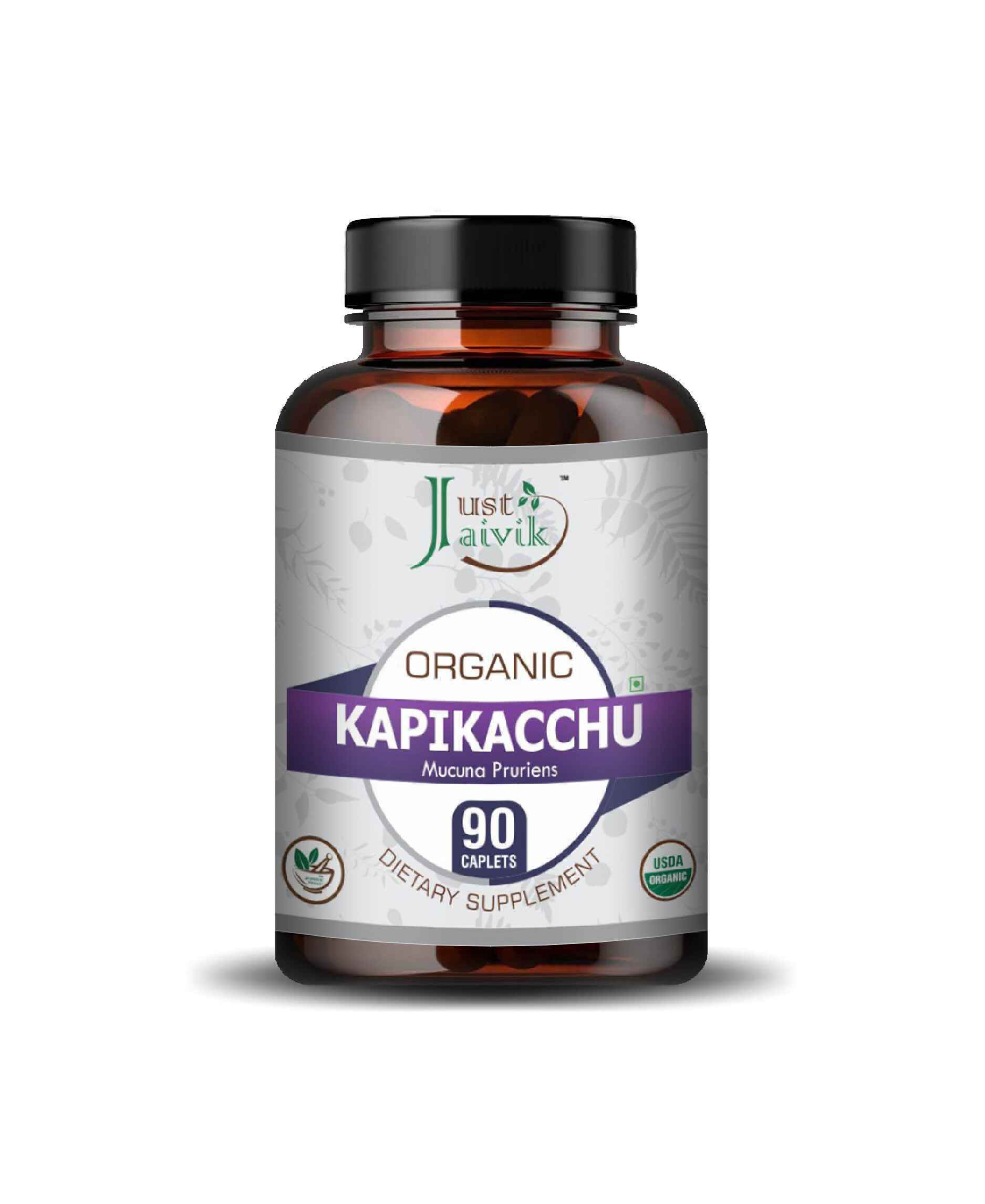 Just Jaivik Organic Kapikacchu Caplets - Natural Ayurvedic Mucuna Pruriens Supplement for Reproductive Health, Vitality & Nervous System Support - Health N Wellness Shop