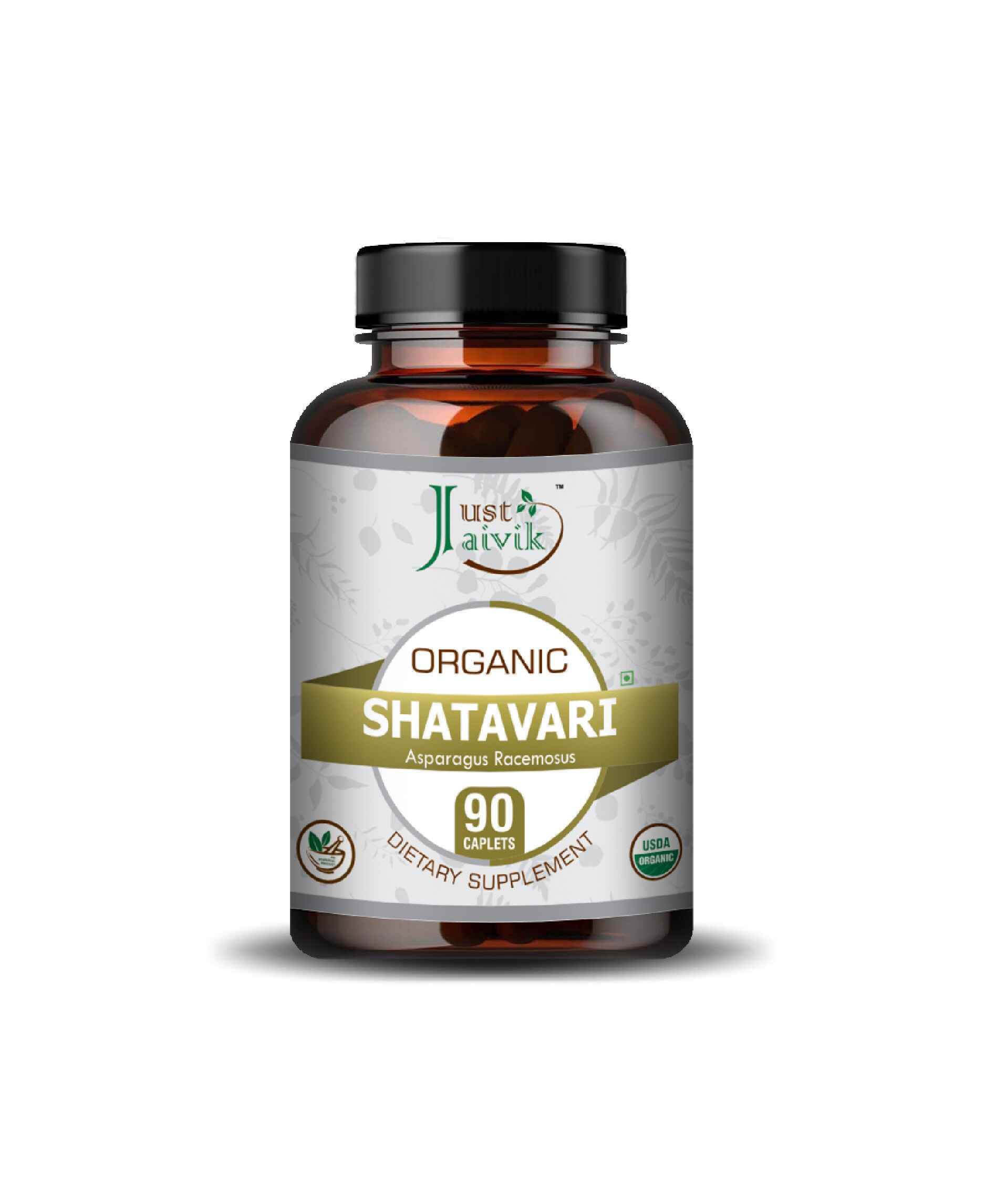 Just Jaivik Organic Shatavari Caplets for Women’s Hormonal Balance, Fertility & Vitality - Certified Organic Herbal Supplement - Health N Wellness Shop