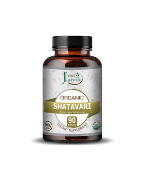 Just Jaivik Organic Shatavari Caplets for Women’s Hormonal Balance, Fertility & Vitality - Certified Organic Herbal Supplement - Health N Wellness Shop