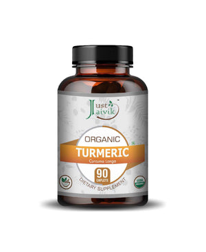Just Jaivik Organic Turmeric Caplets – Natural Anti - Inflammatory & Joint Support Supplement with High Curcumin, USDA Certified, Vegan & Gluten - Free - Health N Wellness Shop
