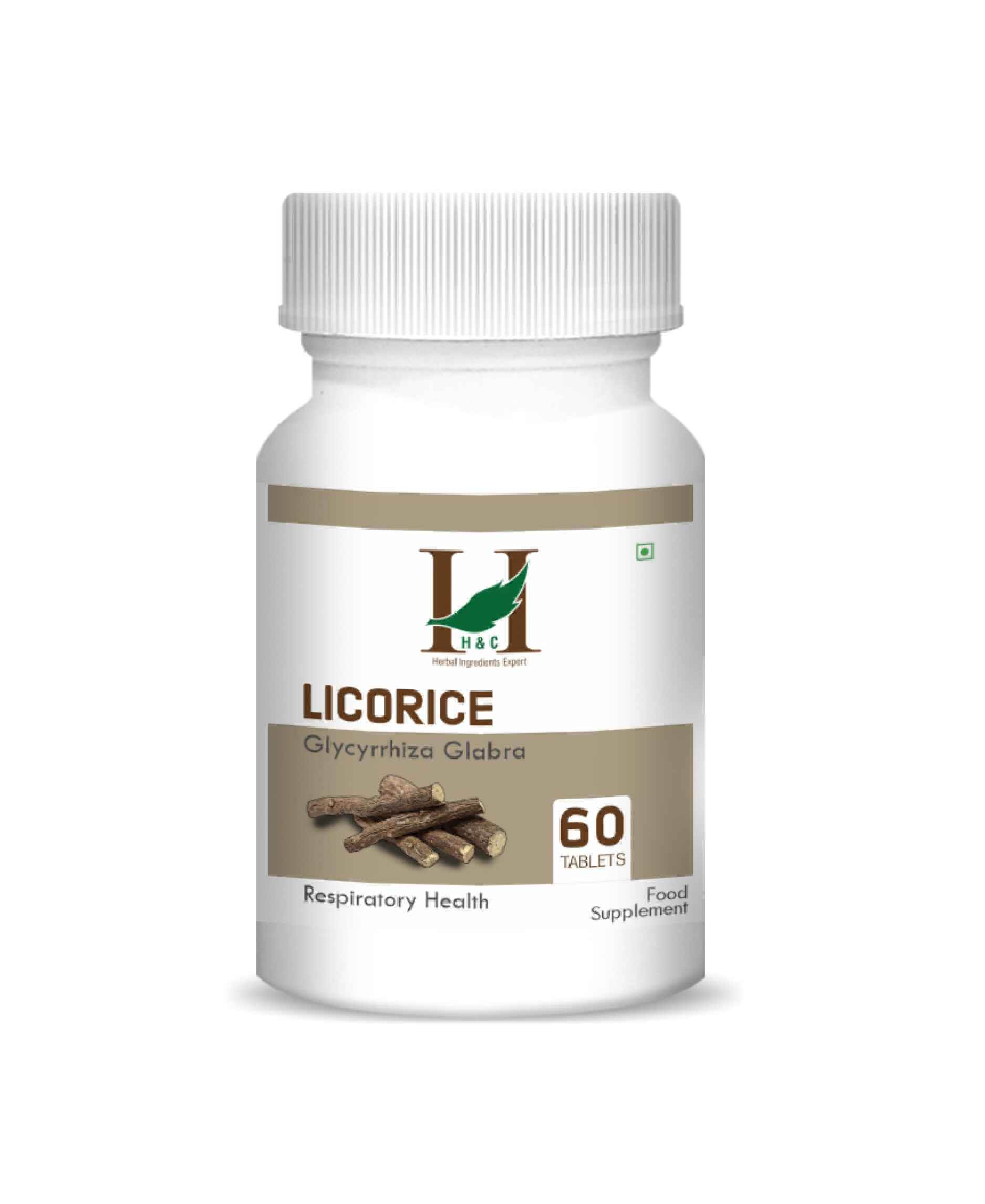 H&C Natural Licorice (Mulethi) Tablets 350mg - Gastric & Respiratory Support - Health N Wellness Shop