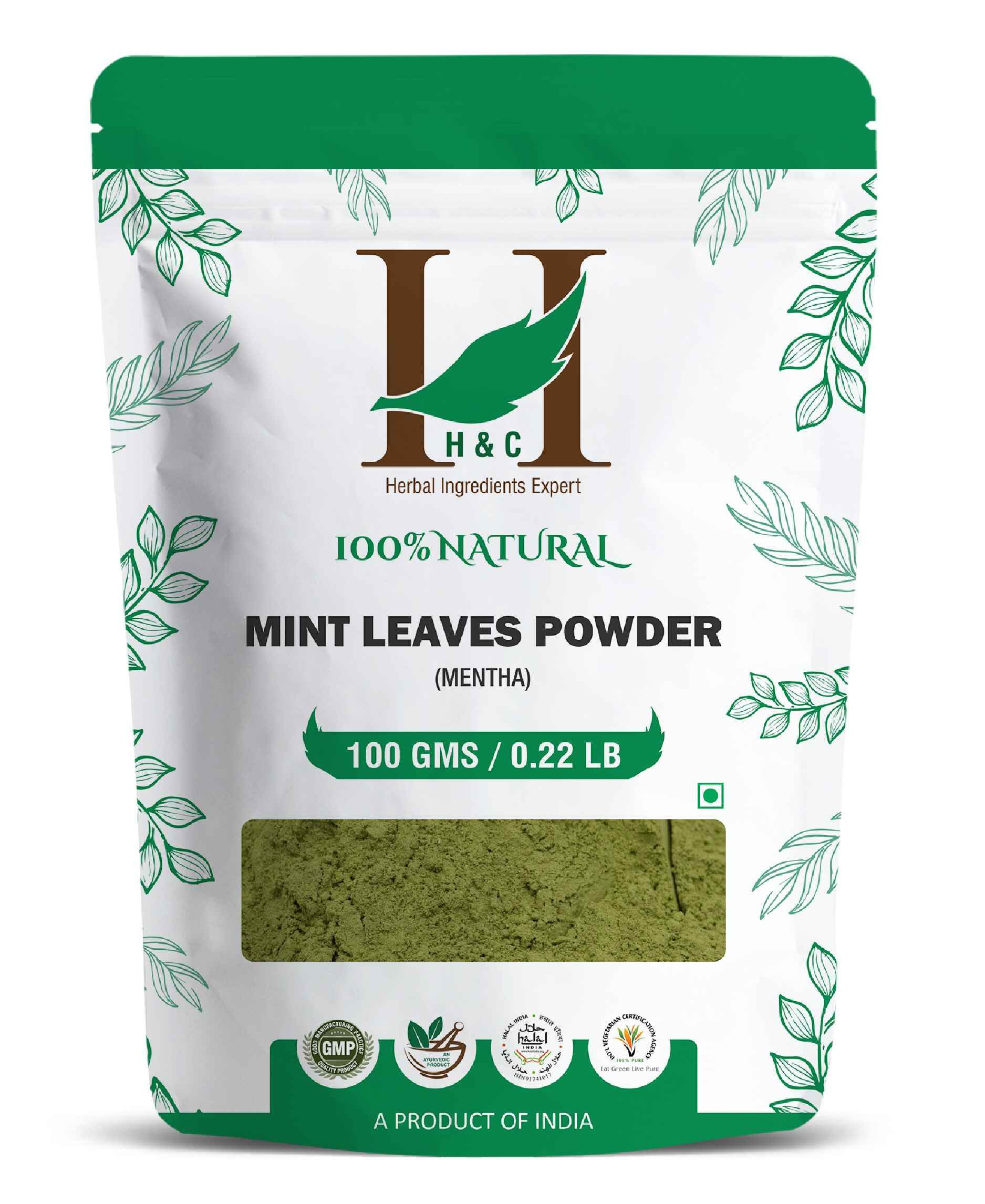 H&C Natural Mint Leaves Powder 100gm - Cooling Relief for Skin & Scalp - Health N Wellness Shop