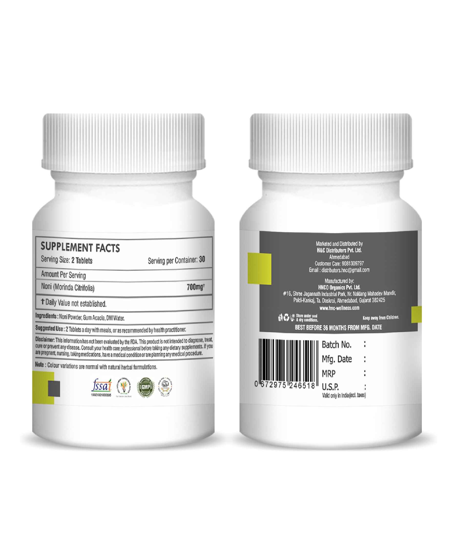 H&C Natural Noni Tablet 350mg - Immunity & Antioxidant Support - Health N Wellness Shop
