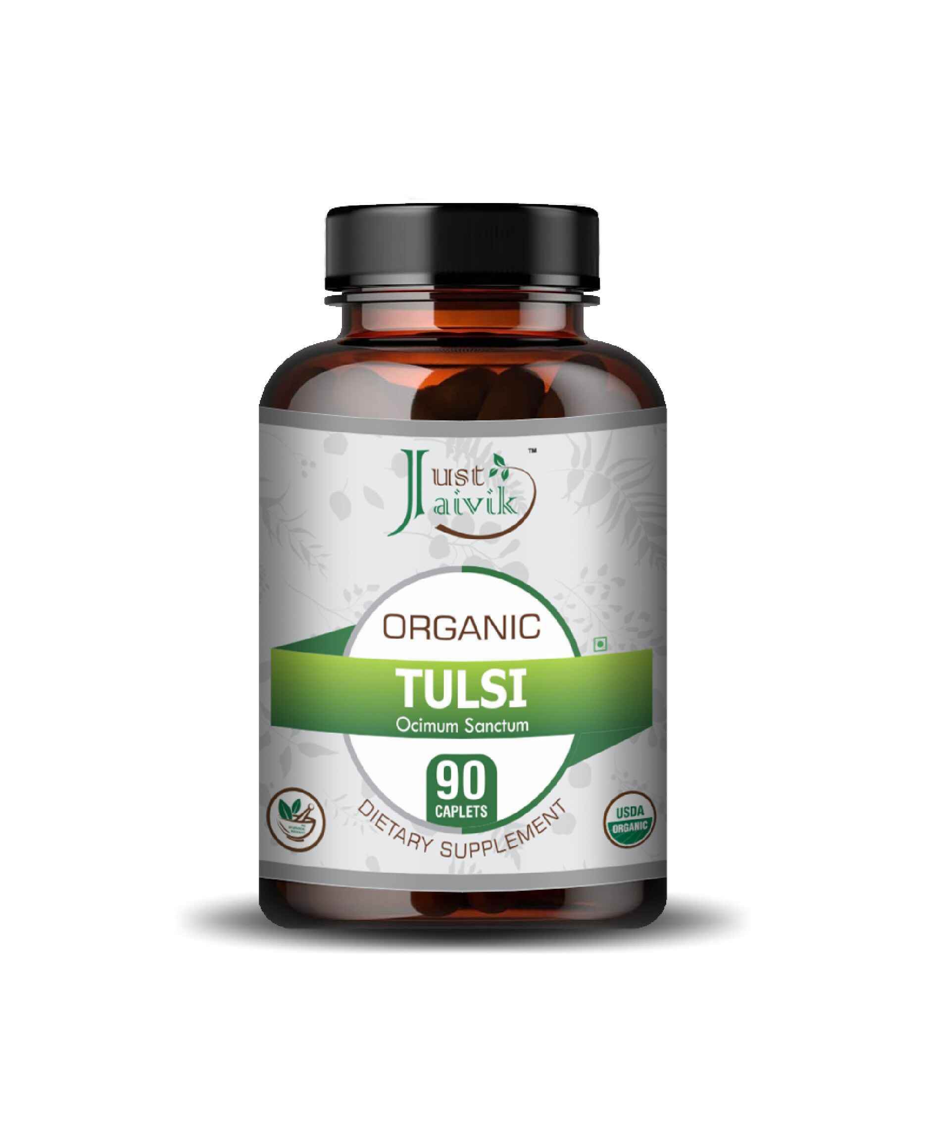 Just Jaivik Organic Tulsi Leaves Caplets - Natural Immunity & Stress Relief Supplement - Health N Wellness Shop