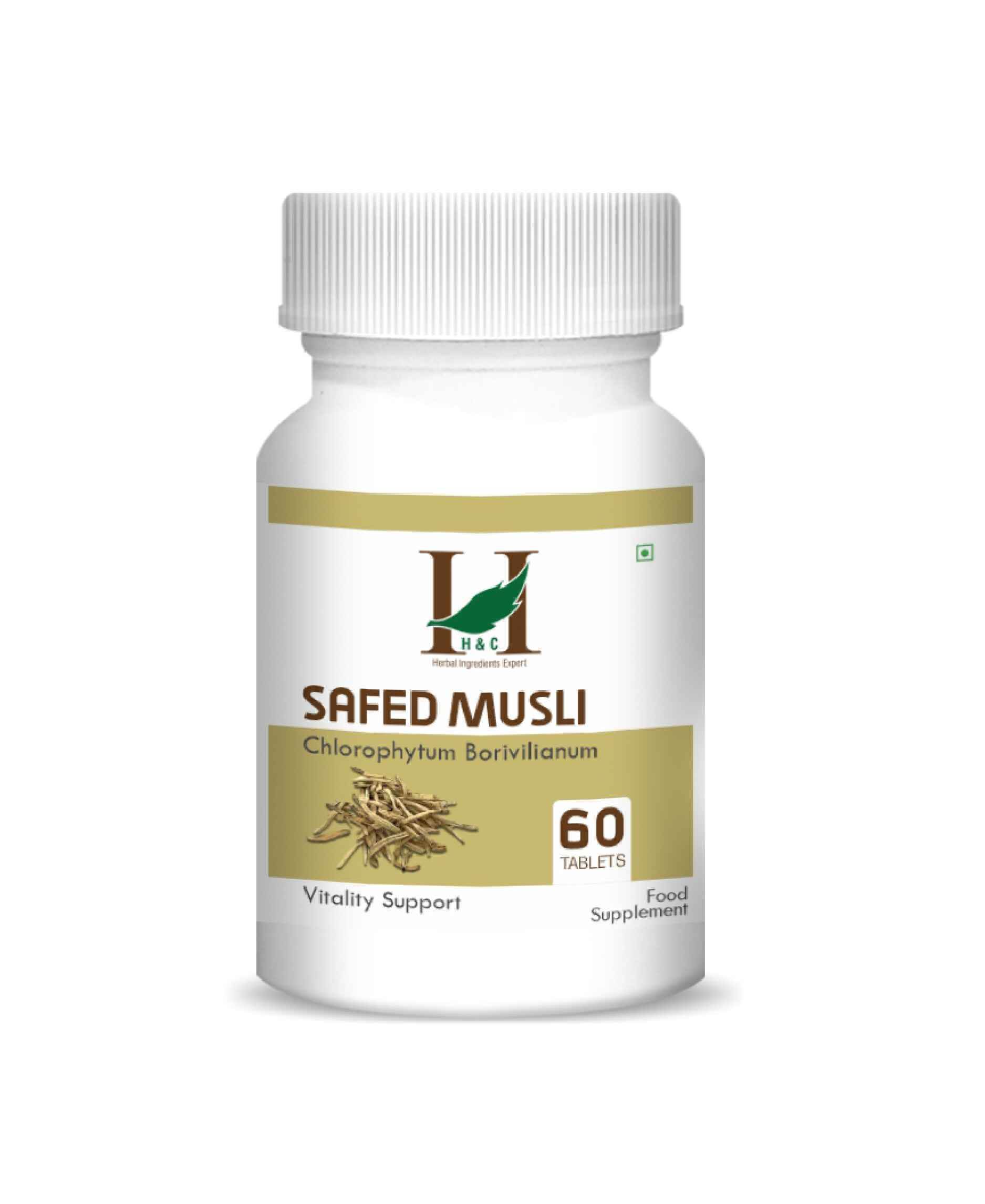H&C Natural Safed Musli Tablet 60 Count - Boost Strength & Stamina - Health N Wellness Shop