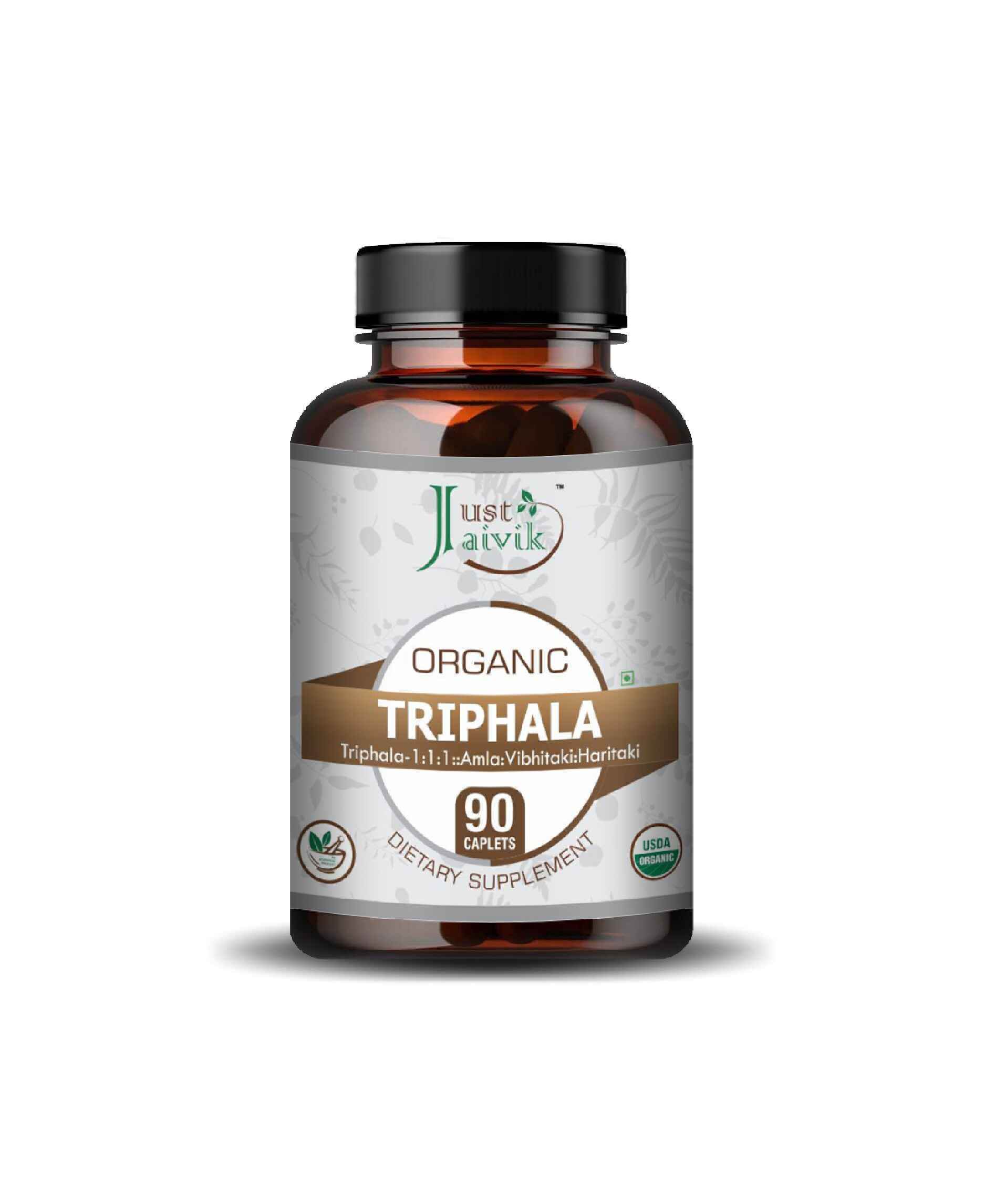 Just Jaivik Organic Triphala Caplets – Certified Organic Herbal Supplement for Digestion, Detox & Dosha Balance - Health N Wellness Shop