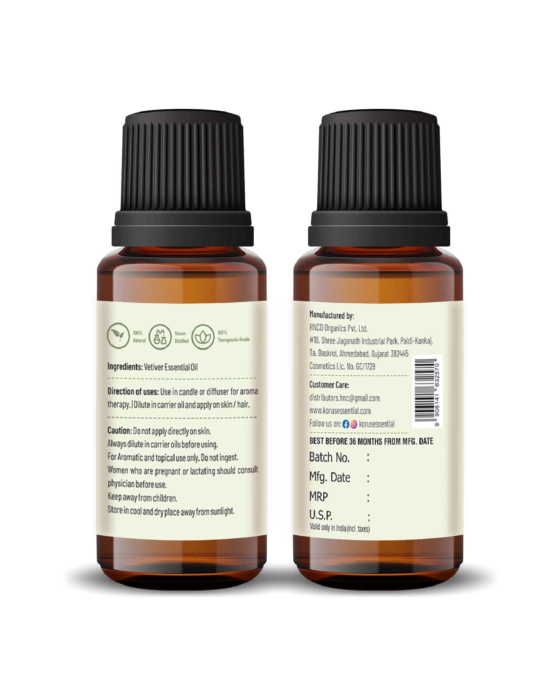 Korus Essential Vetiver Oil – Calming & Skin - Nourishing Oil - Health N Wellness Shop