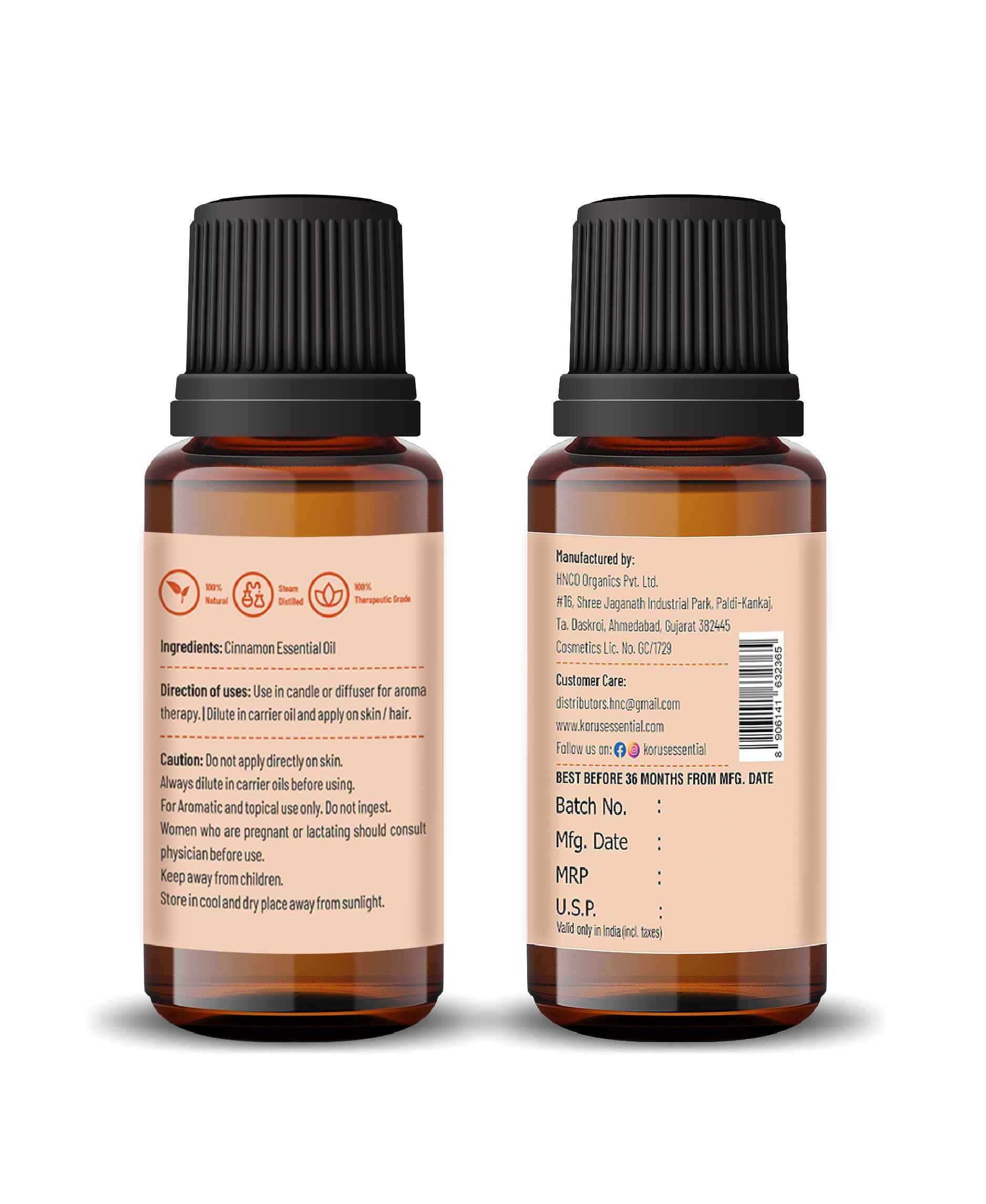Korus Essential Cinnamon Oil – Therapeutic Grade Benefits, Uses & Pure Cinnamon Bark Oil - Health N Wellness Shop