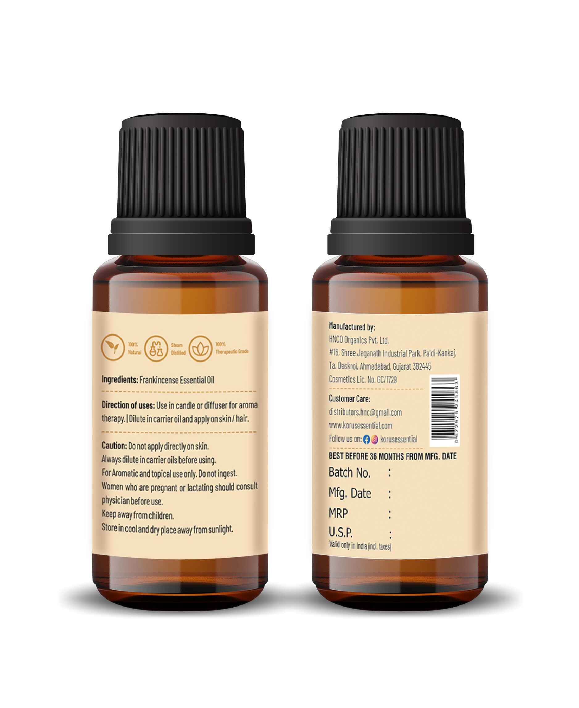 Korus Essential Pure Frankincense Essential Oil – Therapeutic Grade Boswellia Oil for Skin, Relaxation, and Immune Support - Health N Wellness Shop