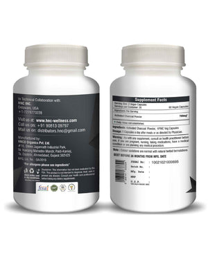 Activated Charcoal Capsules 350mg - Natural Detox & Digestive Support | 60 Veg Capsules - Health N Wellness Shop