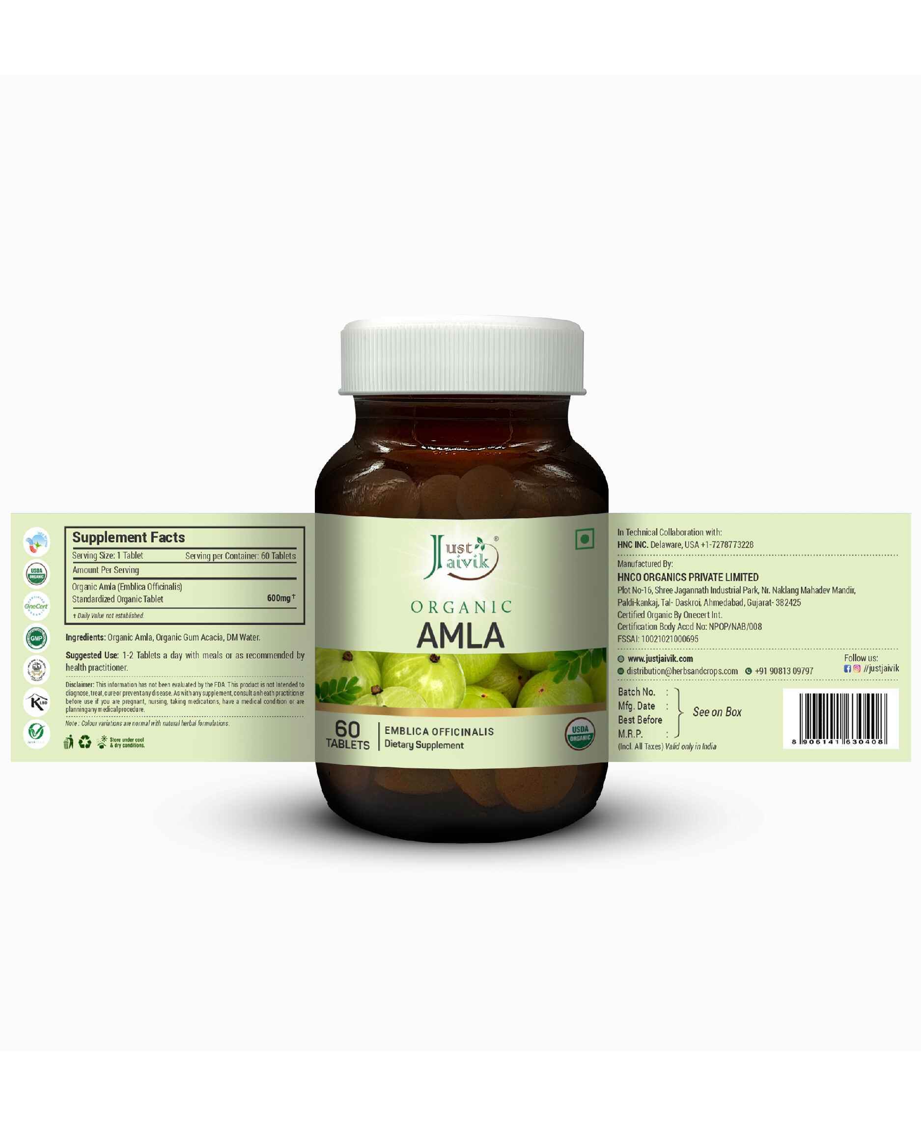 Just Jaivik Organic Amla Tablets – Natural Vitamin C Rich Immunity & Digestion Booster - Health N Wellness Shop