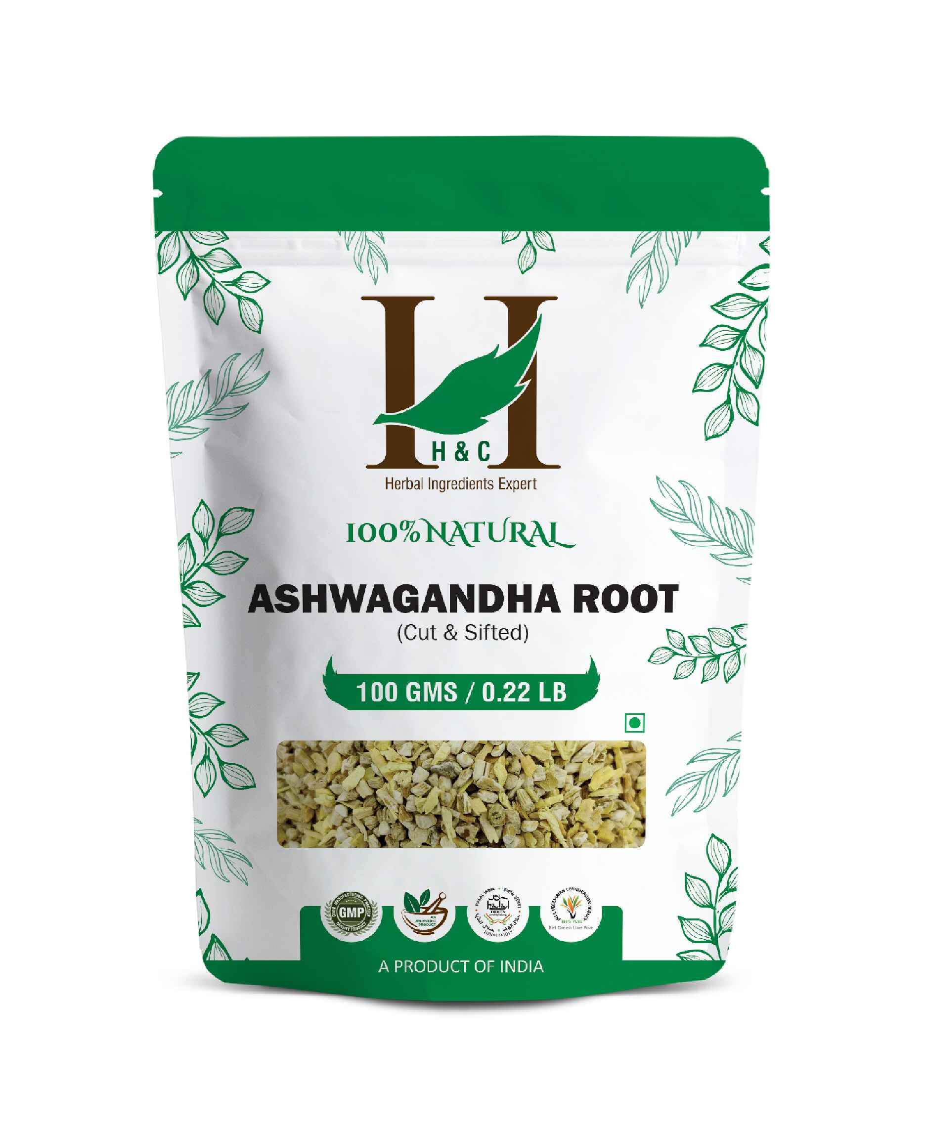 H&C Natural Ashwagandha Roots Cut & Sifted 100gm - Stress Relief & Vitality - Health N Wellness Shop