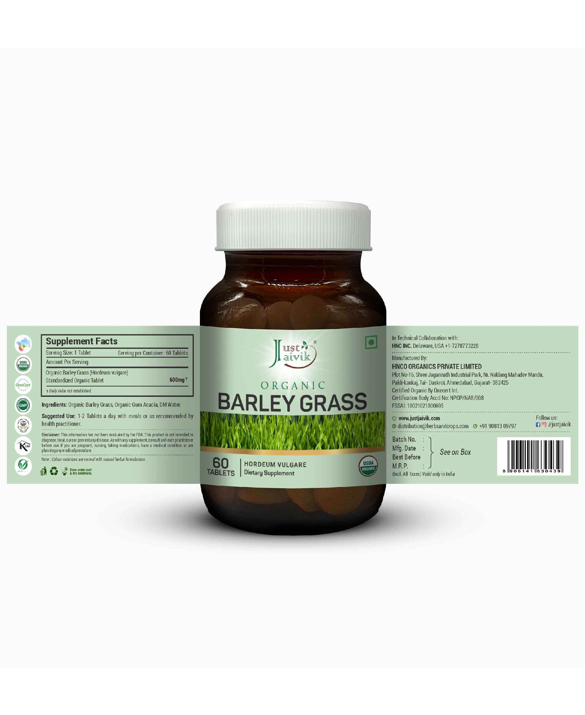 Just Jaivik Organic Barley Grass Tablets – Natural Superfood for Immunity, Detox, and Energy - Health N Wellness Shop