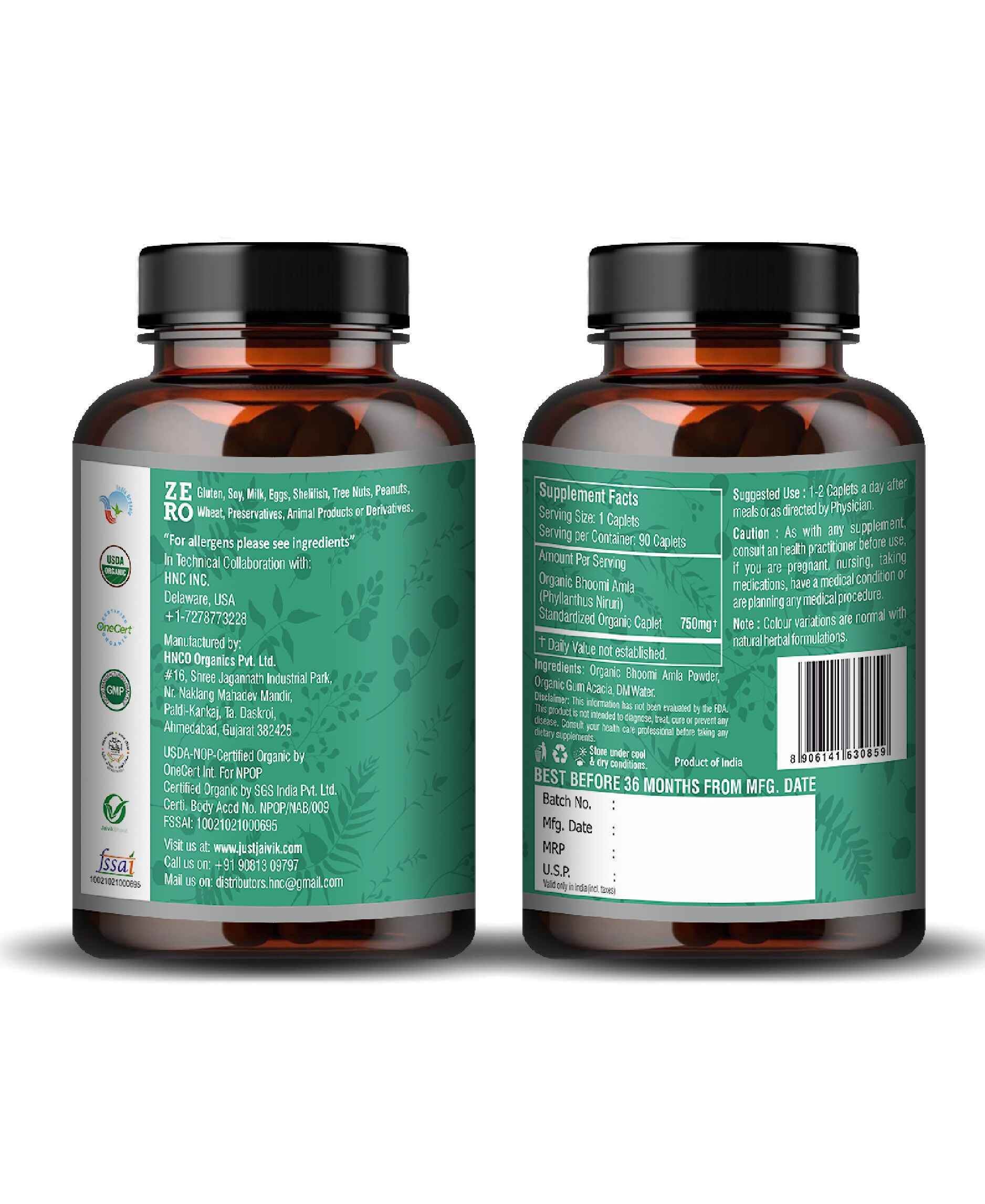 Just Jaivik Organic Bhoomi Amla Caplets – Natural Ayurvedic Liver & Digestion Support - Health N Wellness Shop