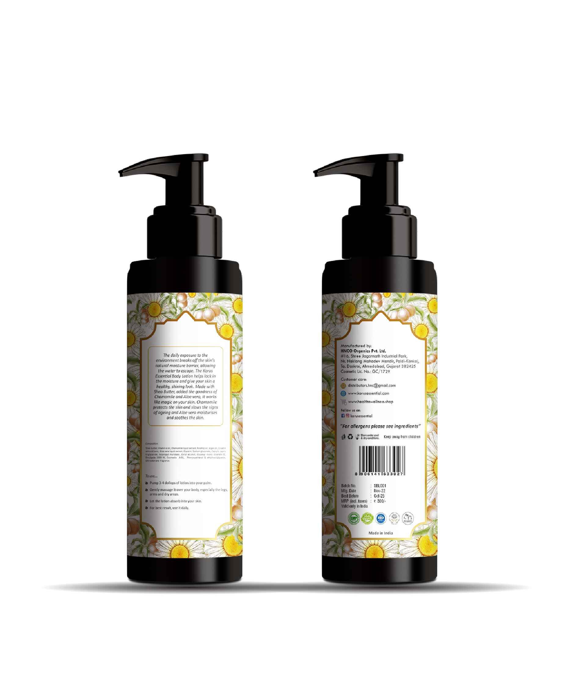 Korus Essential Shea Butter Body Lotion 200ml - Vitamin E & Chamomile - Health N Wellness Shop