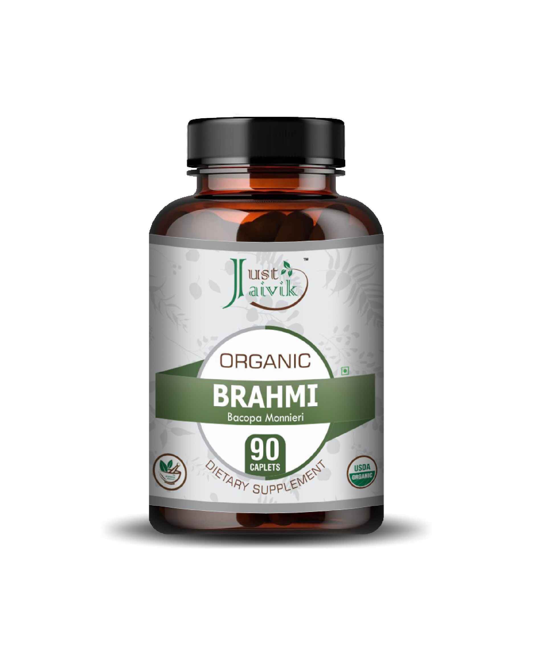 Just Jaivik Organic Brahmi Caplets – Pure Natural Brain Booster for Memory, Focus & Nervous System Health - Health N Wellness Shop