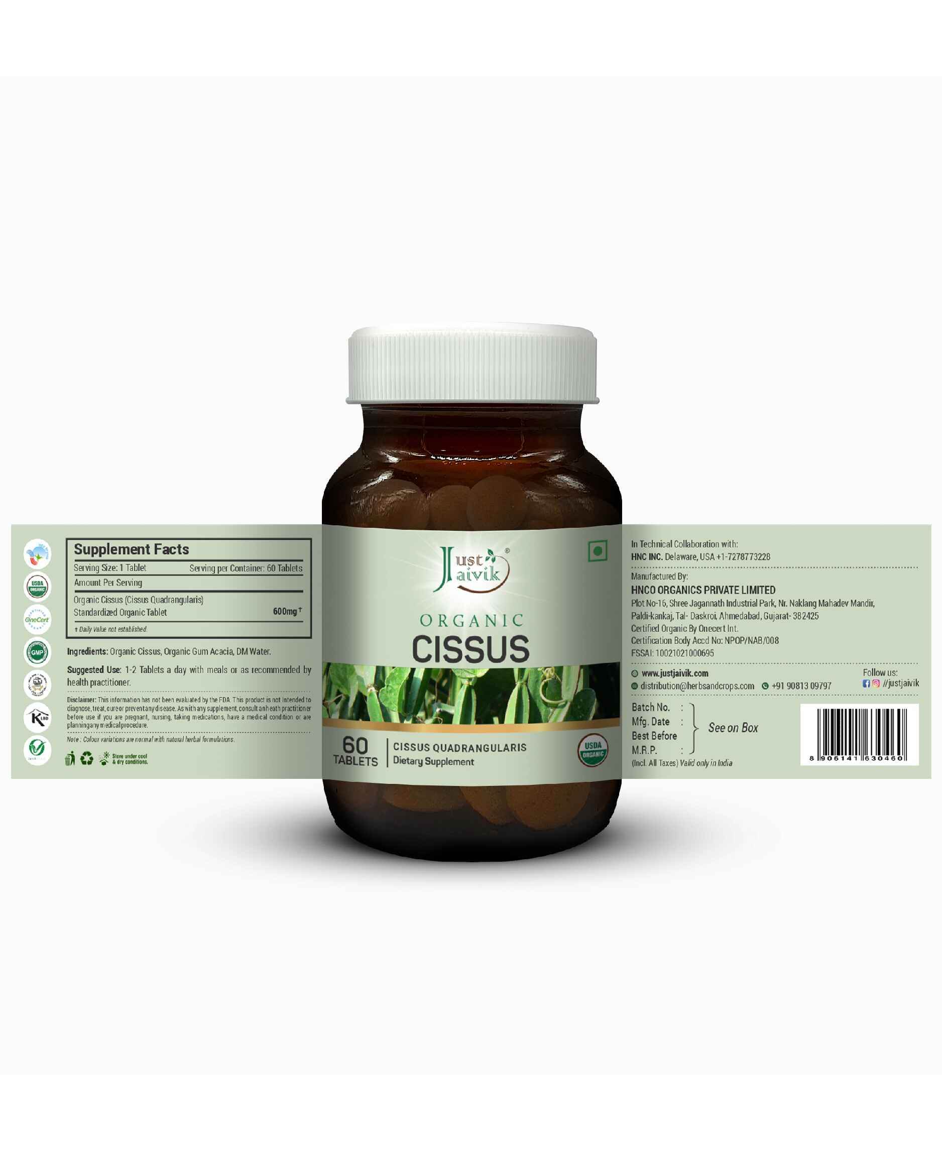 Just Jaivik Organic Cissus Tablets for Bone Health, Weight Loss & Joint Support - Health N Wellness Shop