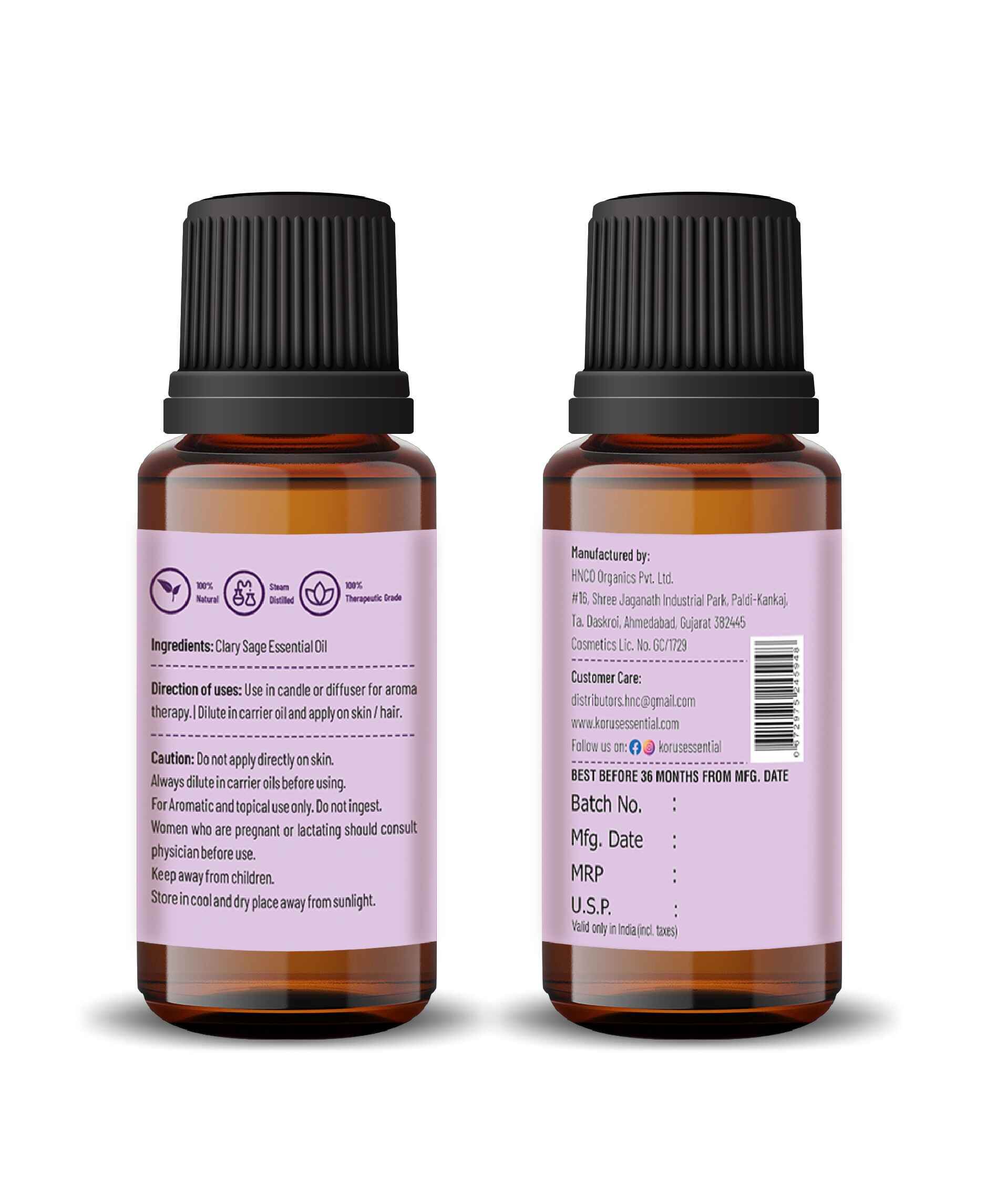 Korus Essential Clary Sage Oil - 15ml - Health N Wellness Shop