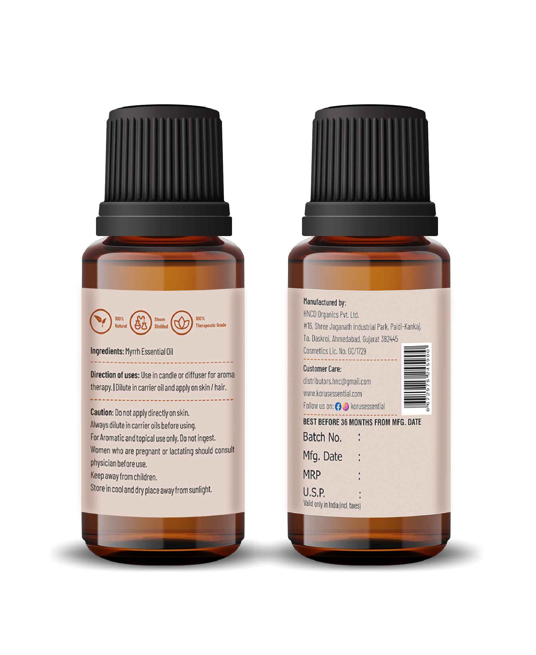 Korus Essential Myrrh Oil – Pure Therapeutic Grade for Skin, Hair & Aromatherapy Benefits - Health N Wellness Shop