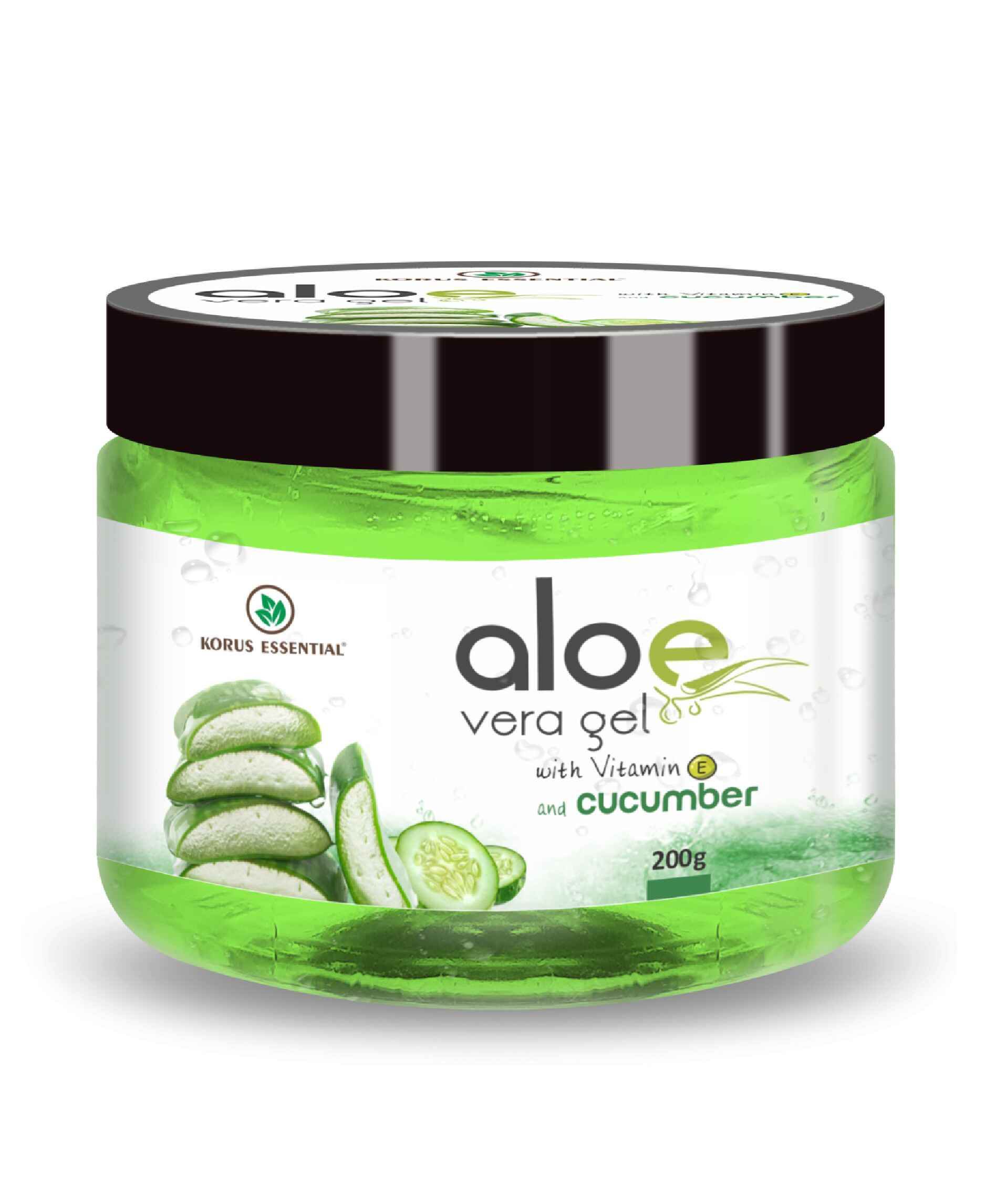 Korus Essential Aloe Vera Gel 200gm - Cucumber & Vitamin E - Health N Wellness Shop