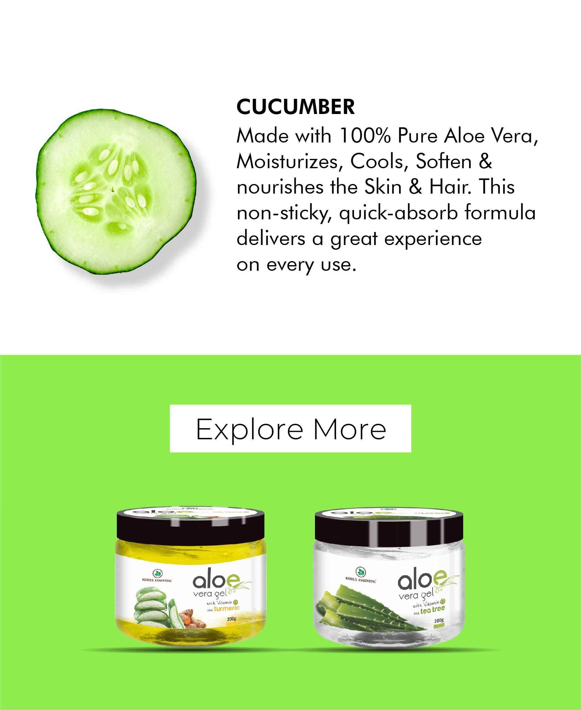 Korus Essential Aloe Vera Gel 200gm - Cucumber & Vitamin E - Health N Wellness Shop