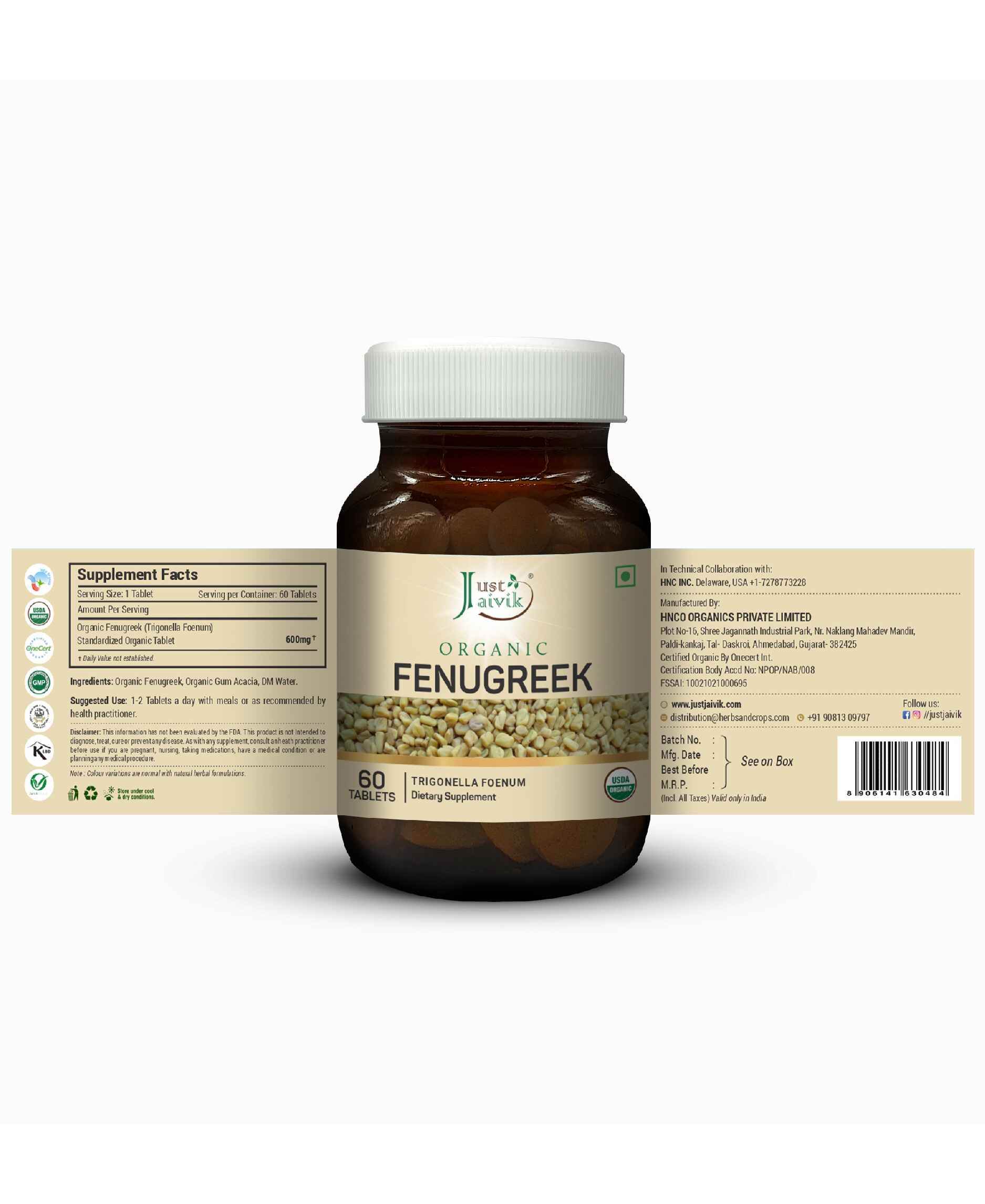 Just Jaivik Organic Fenugreek Tablets: Natural Supplement for Digestion, Metabolism, and Wellness - Health N Wellness Shop