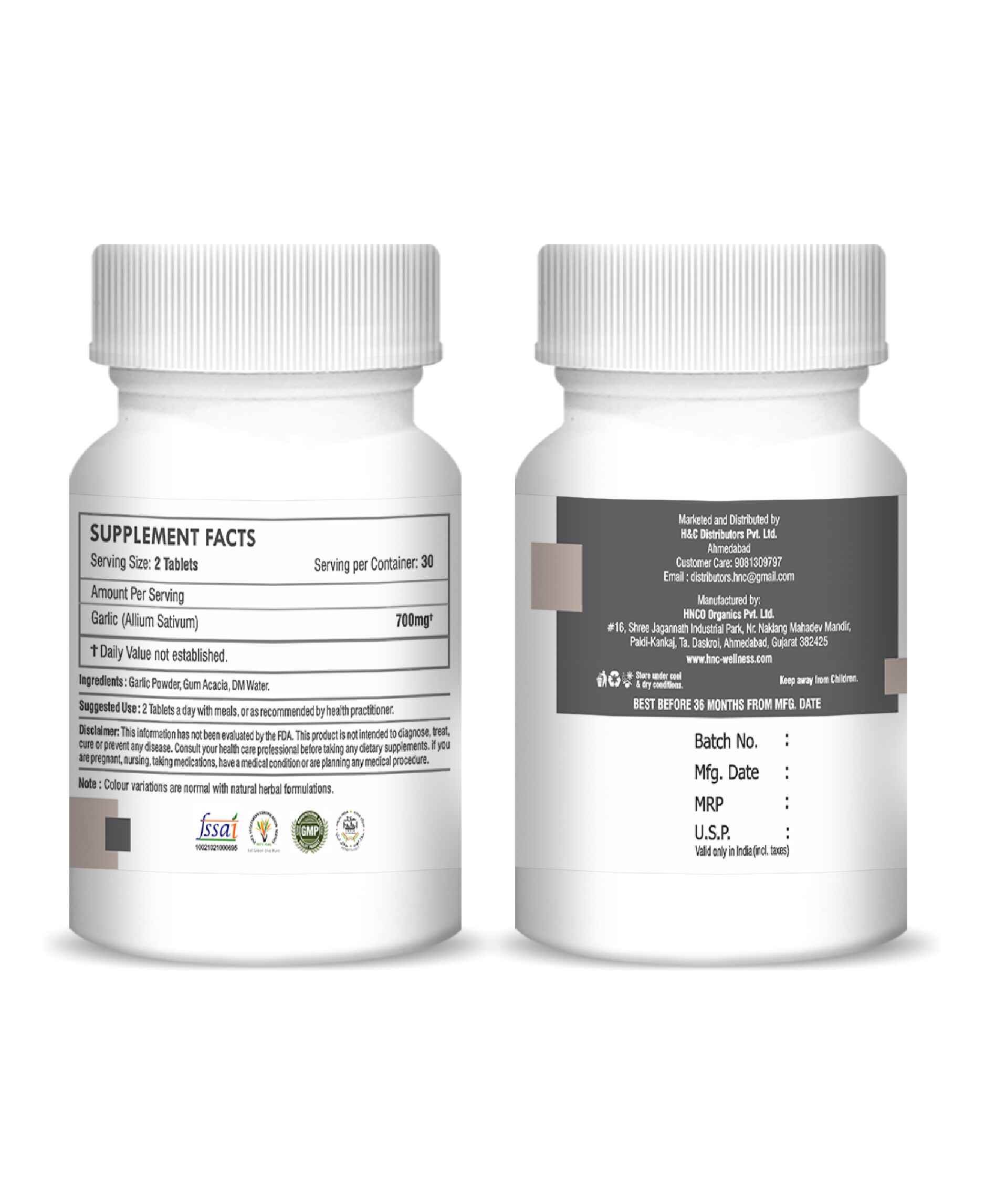 H&C Natural Garlic Tablet 350mg - Heart Health & Immunity Support - Health N Wellness Shop