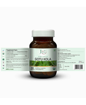 Just Jaivik Organic Gotu Kola Tablets - Natural Brain Booster & Ayurvedic Cognitive Support - Health N Wellness Shop