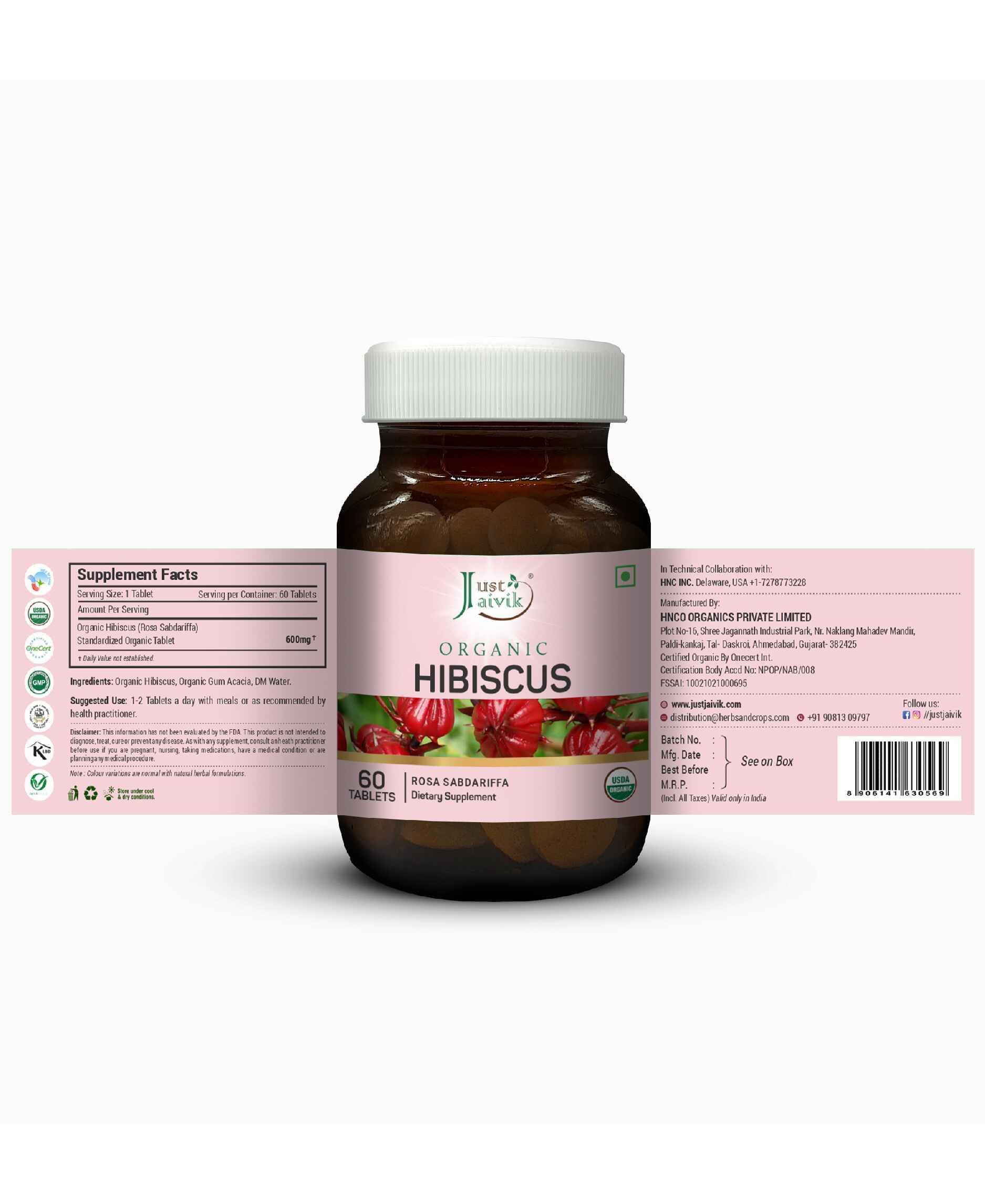 Just Jaivik Organic Hibiscus Tablets for Hair Growth, Skin Health & Body Detox - Health N Wellness Shop