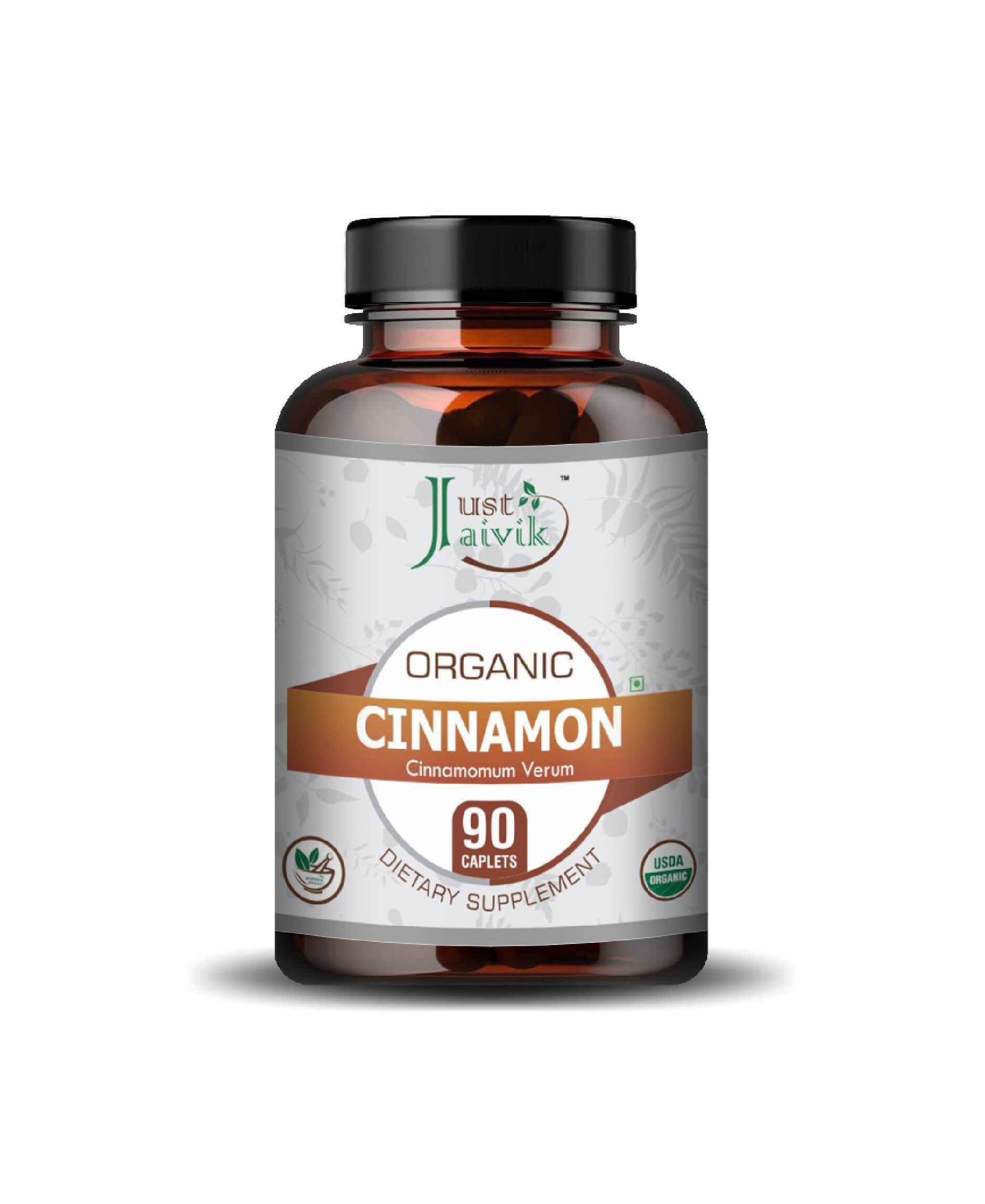 Just Jaivik Organic Cinnamon Caplets - Natural Blood Sugar Support & Antioxidant - Rich Dietary Supplement - Health N Wellness Shop