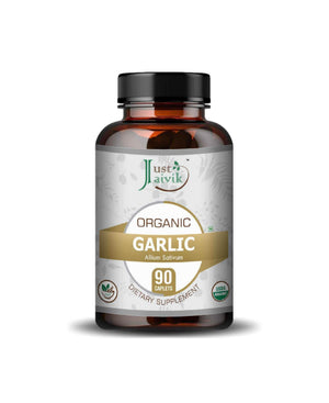 Just Jaivik Organic Garlic Caplets – Natural Heart Health & Immunity Support with 100% Organic Garlic - Health N Wellness Shop