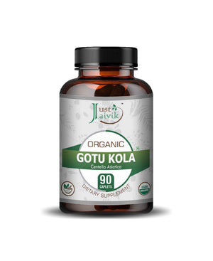Just Jaivik Organic Gotu Kola Caplets – Natural Brain & Memory Booster Supplement for Cognitive Health - Health N Wellness Shop