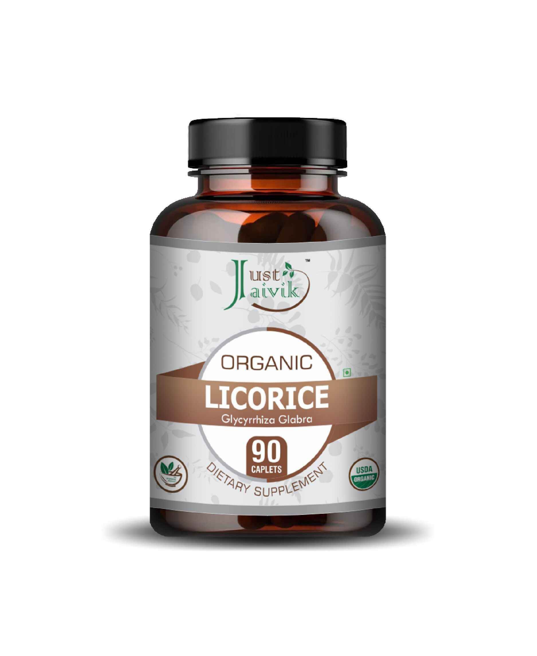 Just Jaivik Organic Licorice Caplets - Natural Ayurvedic Licorice Root Supplement for Digestive, Respiratory & Energy Support - Health N Wellness Shop