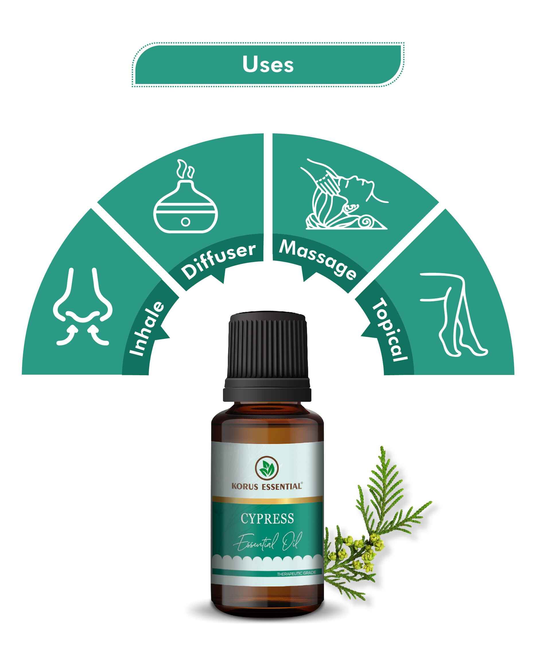 Korus Essential Cypress Oil – Therapeutic Grade for Respiratory Health, Muscle Relief & Skincare - Health N Wellness Shop