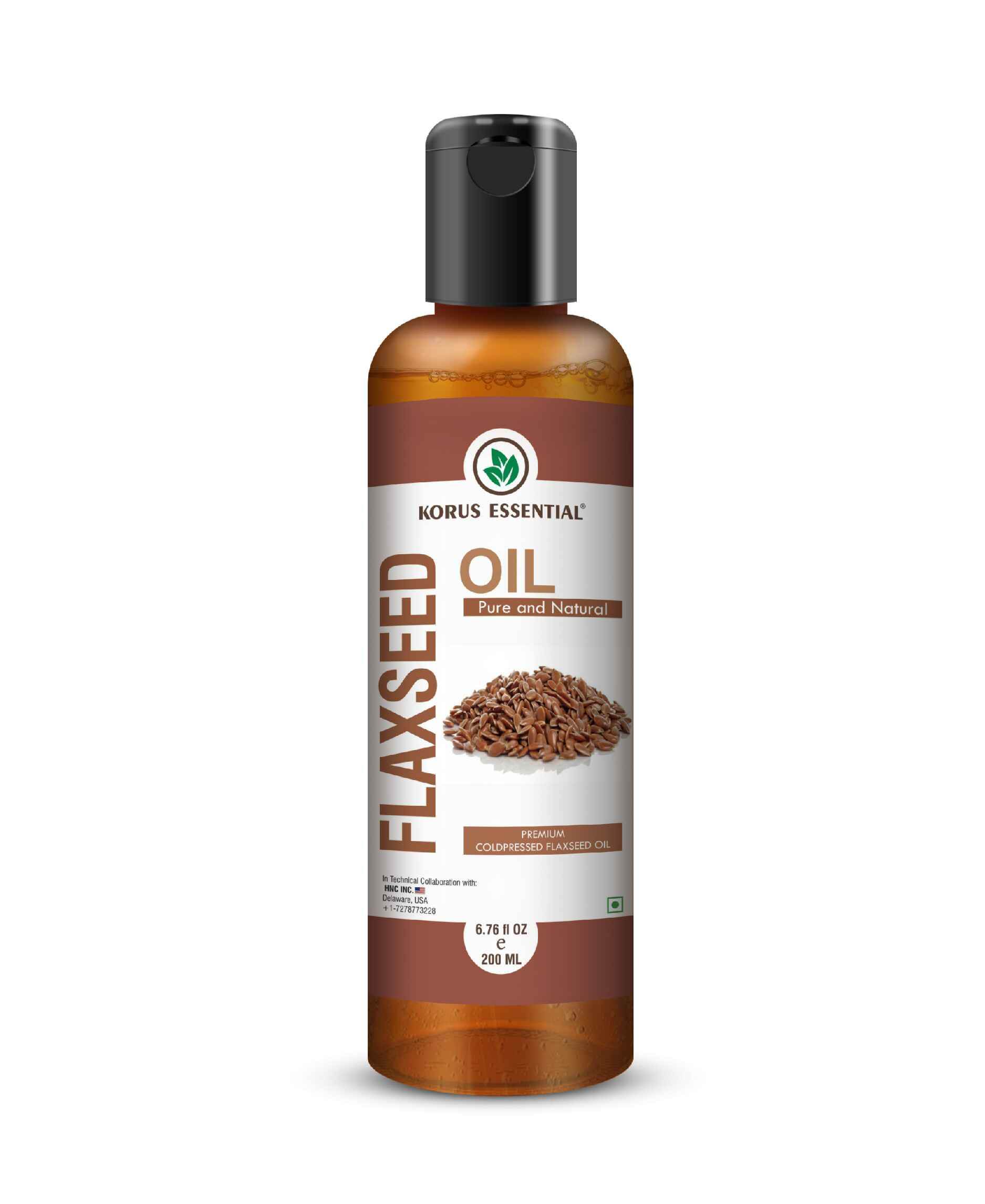 Korus Essential Cold - Pressed Flaxseed Oil – Pure Omega - 3 Supplement for Skin, Hair & Heart Health - Health N Wellness Shop